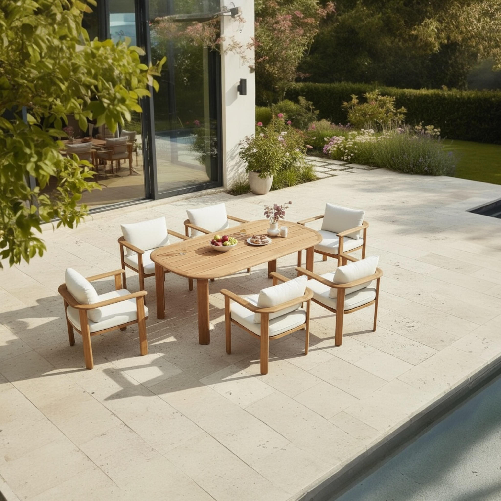 Ensemble repas de jardin en teck massif 6 places - ROMA