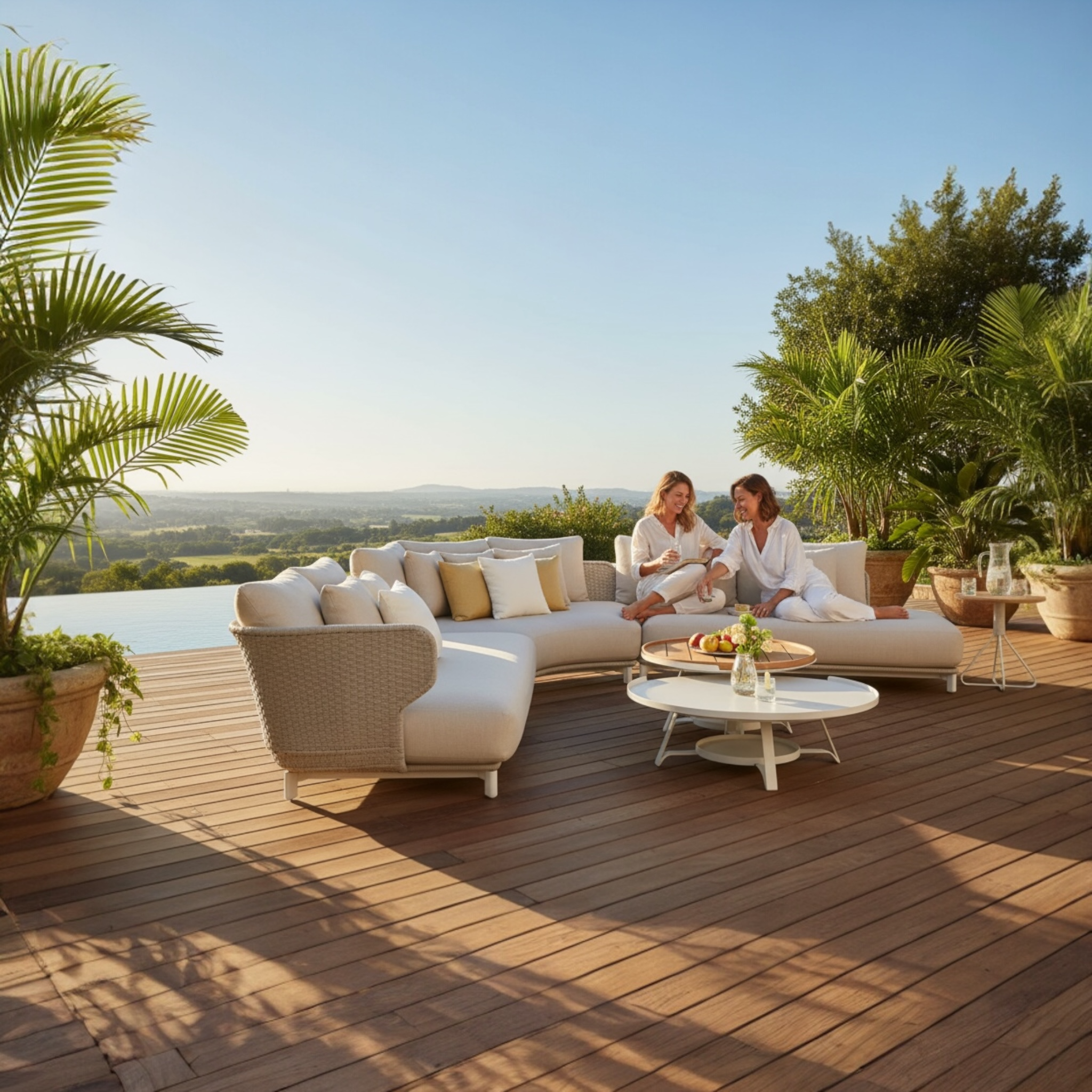 Salon de jardin pour grande terrasse très confortable Charly beige