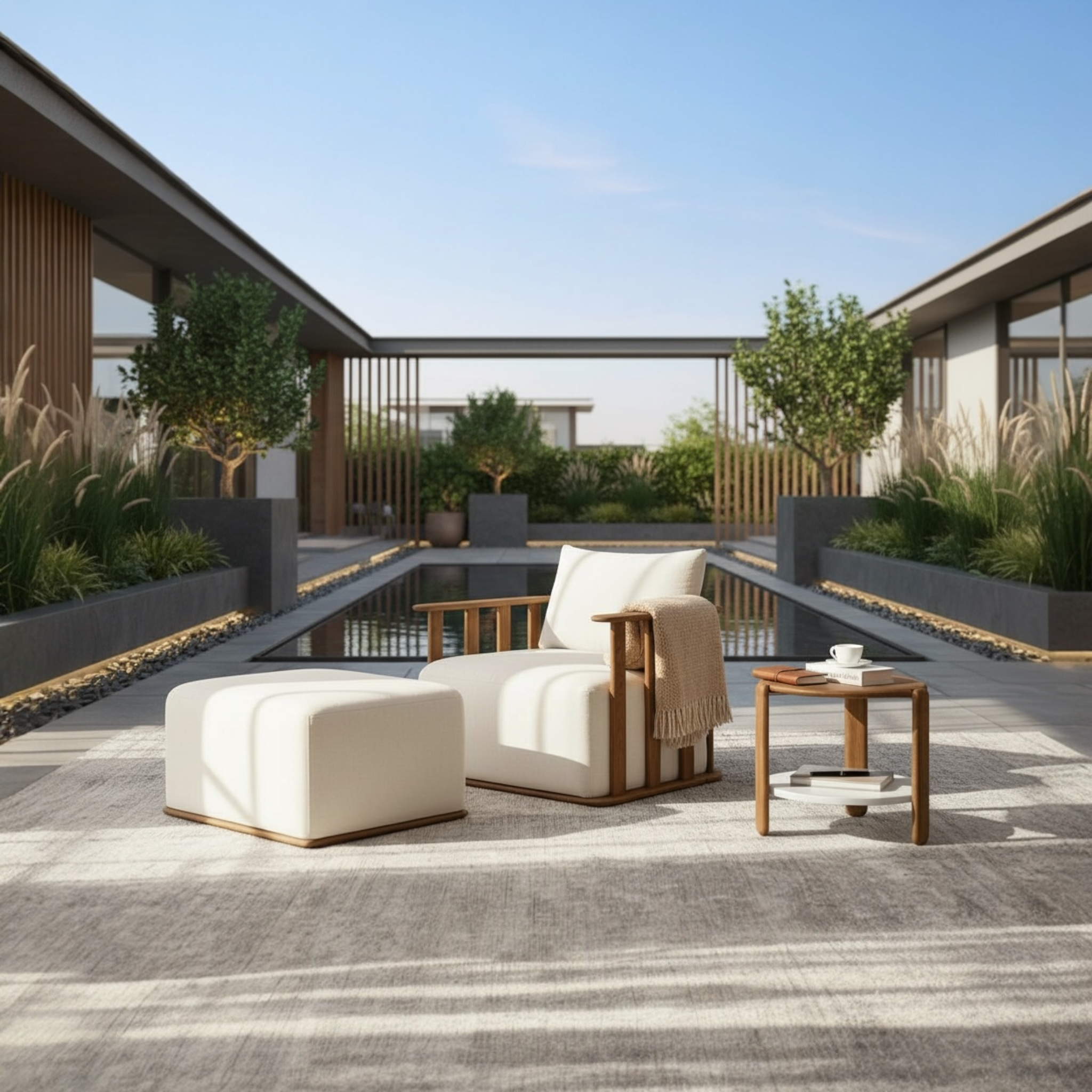 Pouf extérieur en teck massif - ROMA