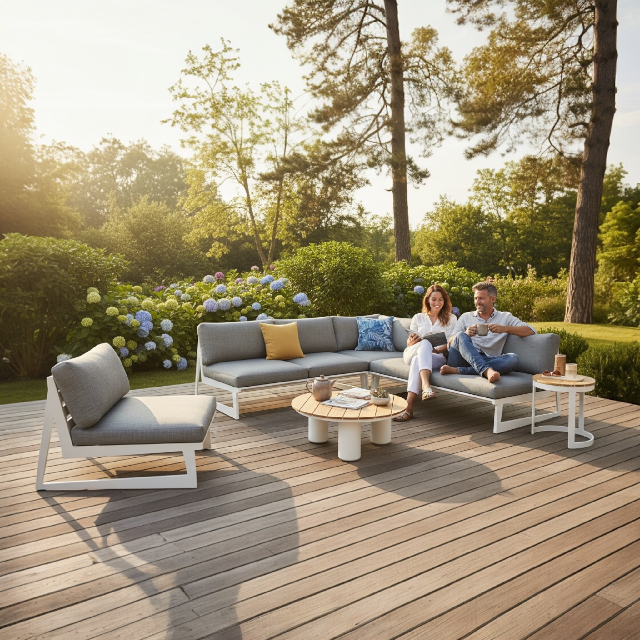 Salon de jardin d'angle design en aluminium - LEO