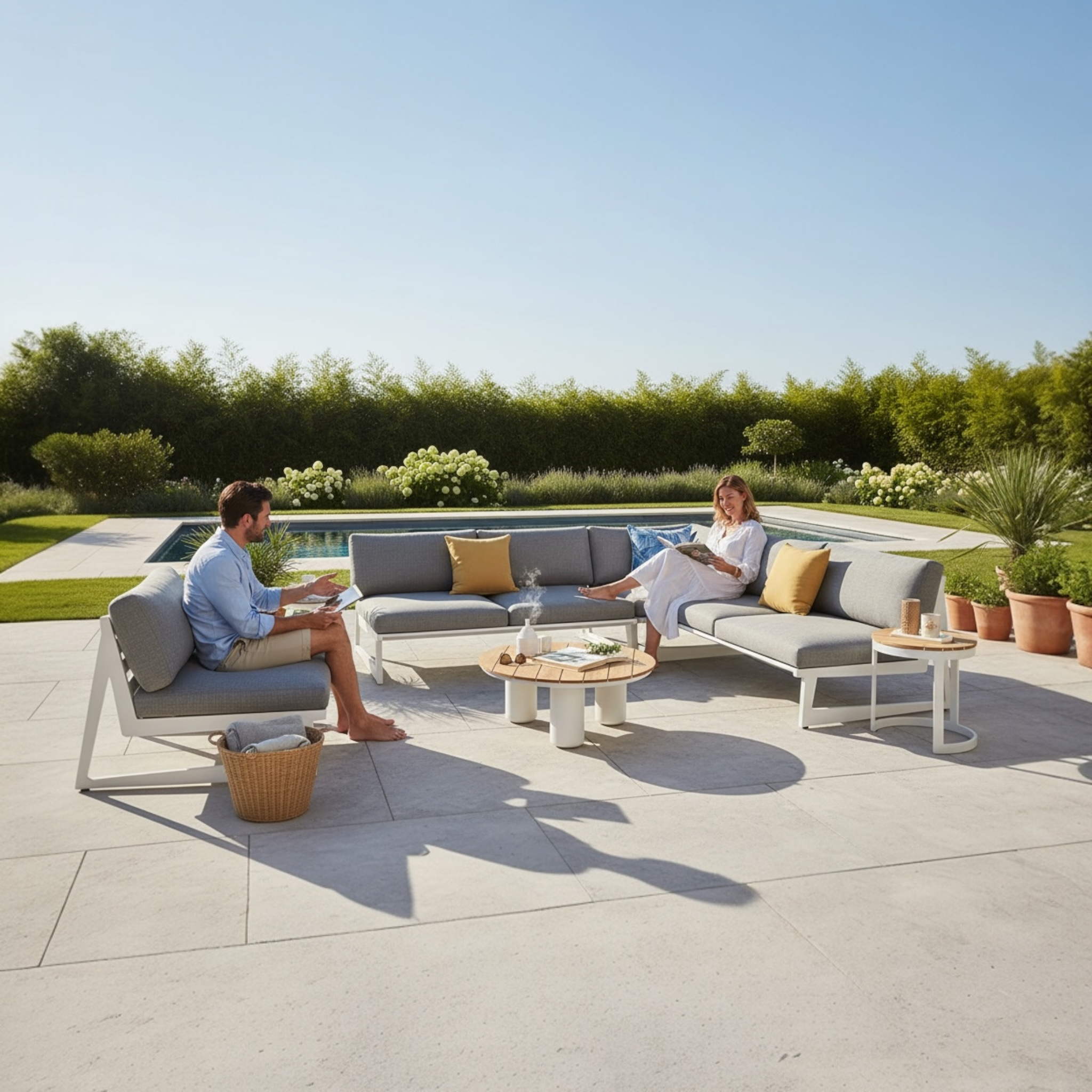 Salon de jardin d'angle design en aluminium - LEO