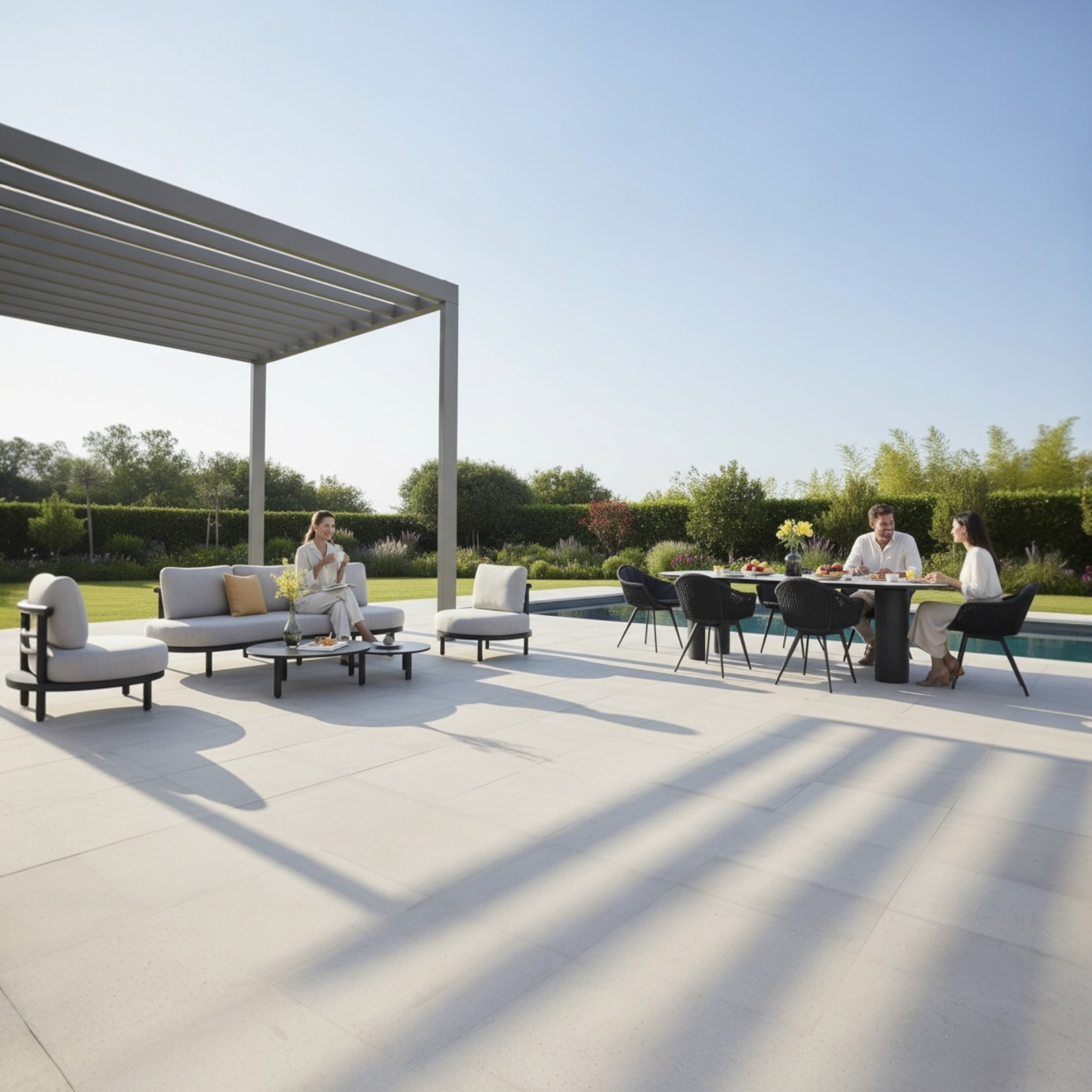 Salon bas de jardin  5 place en alu gris ambre