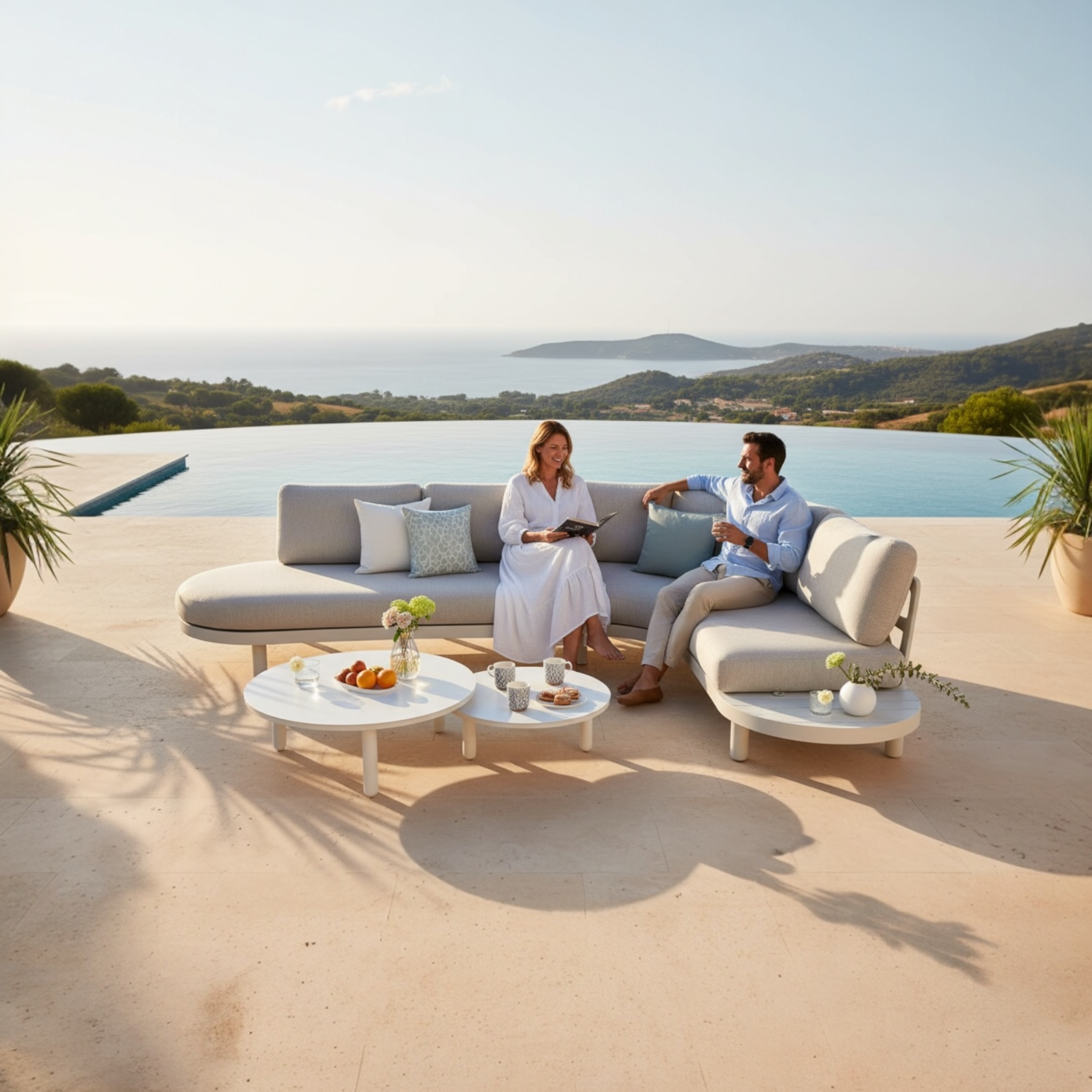 Salon bas de jardin Alba blanc design de luxe 
