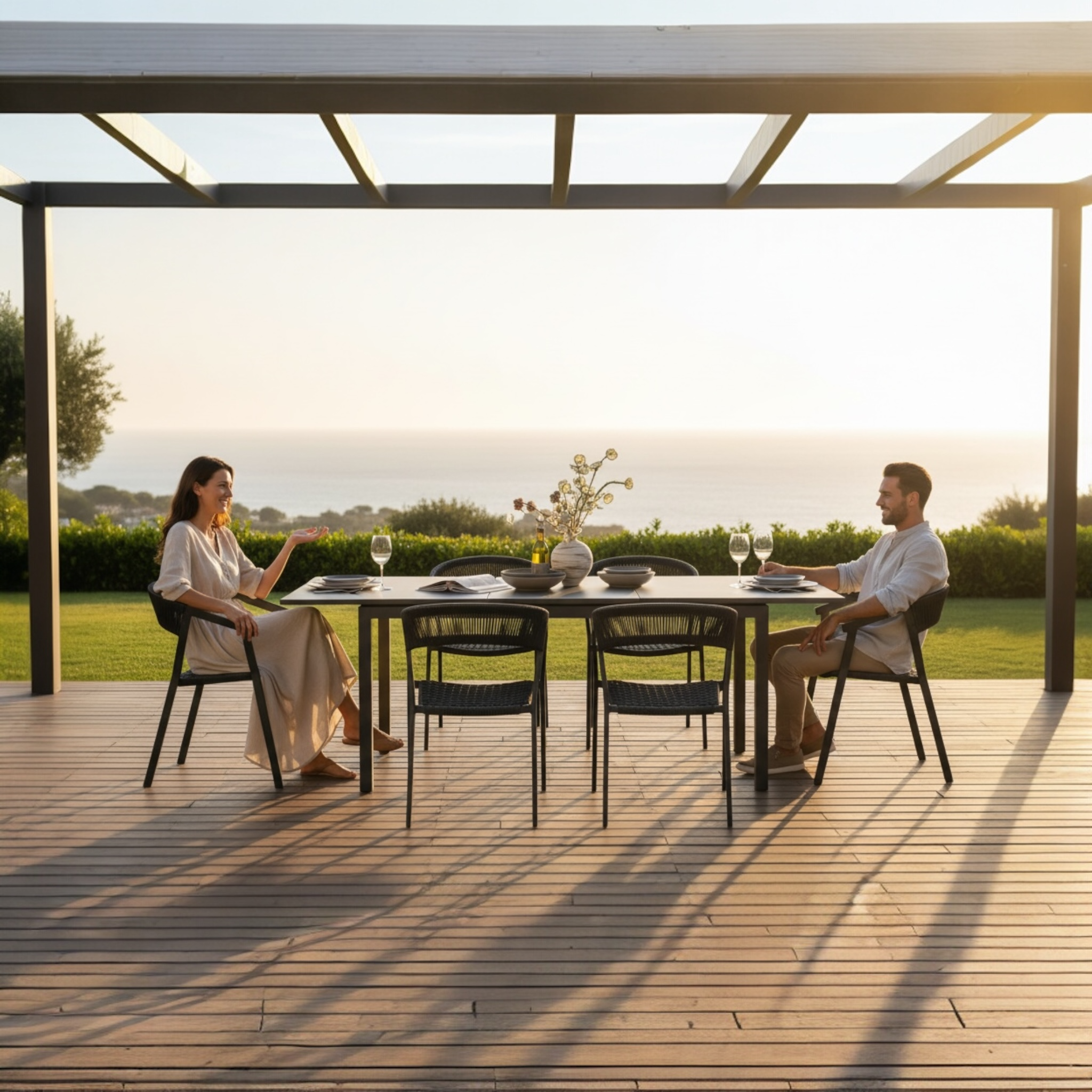 TABLE DE JARDIN ALUMINIUM GRIS 6-8 PLACE