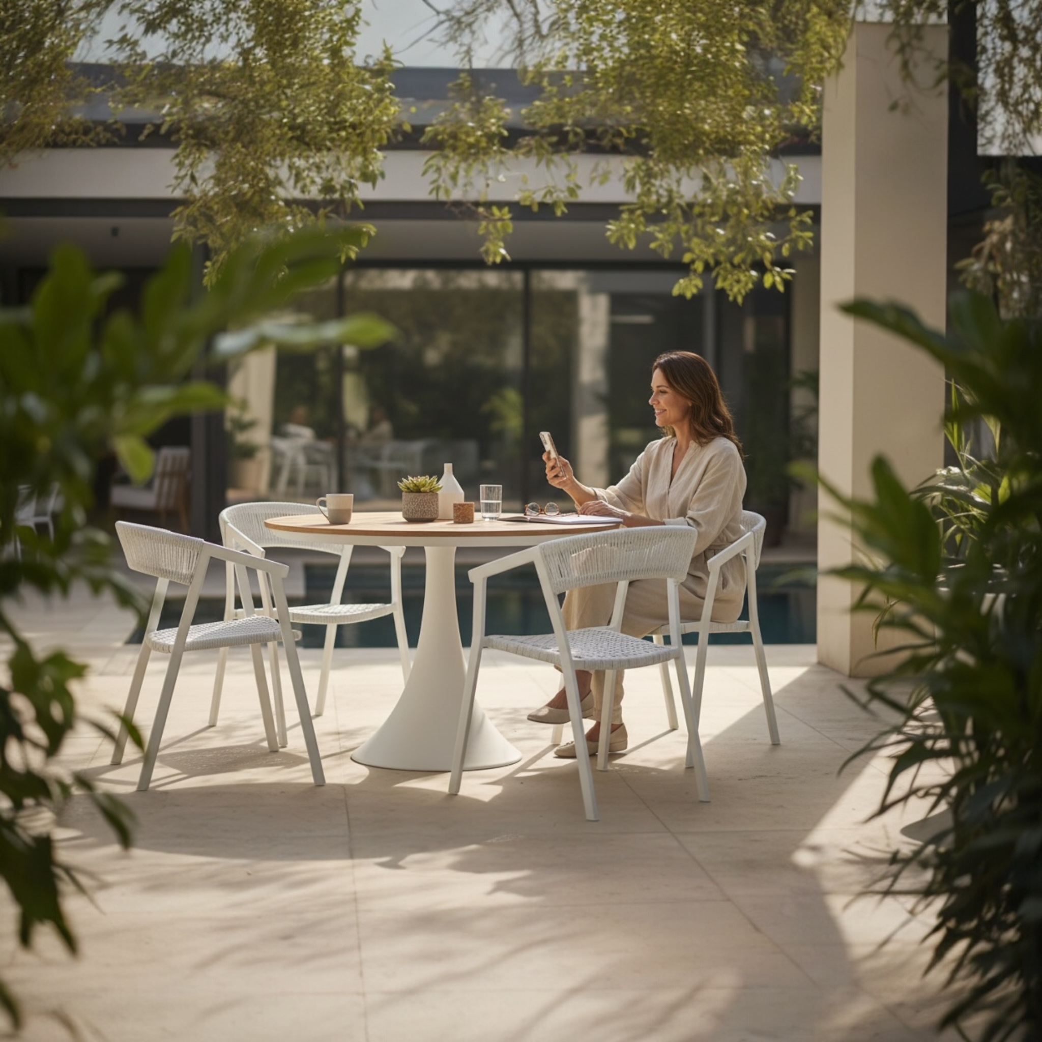 Table de jardin avec plateau en teck design de qualité -Fano teck