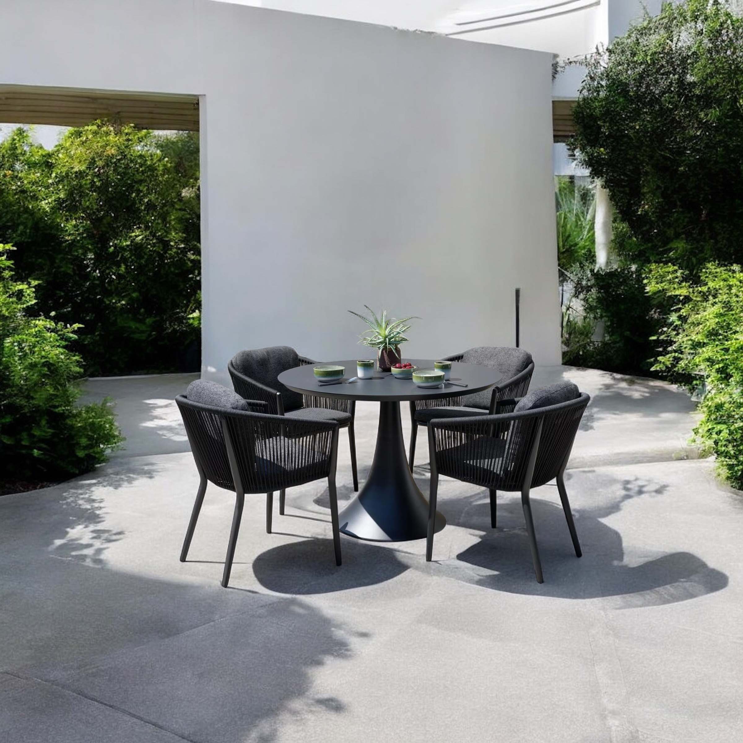 Table de jardin ronde en aluminium - FANO NOIR