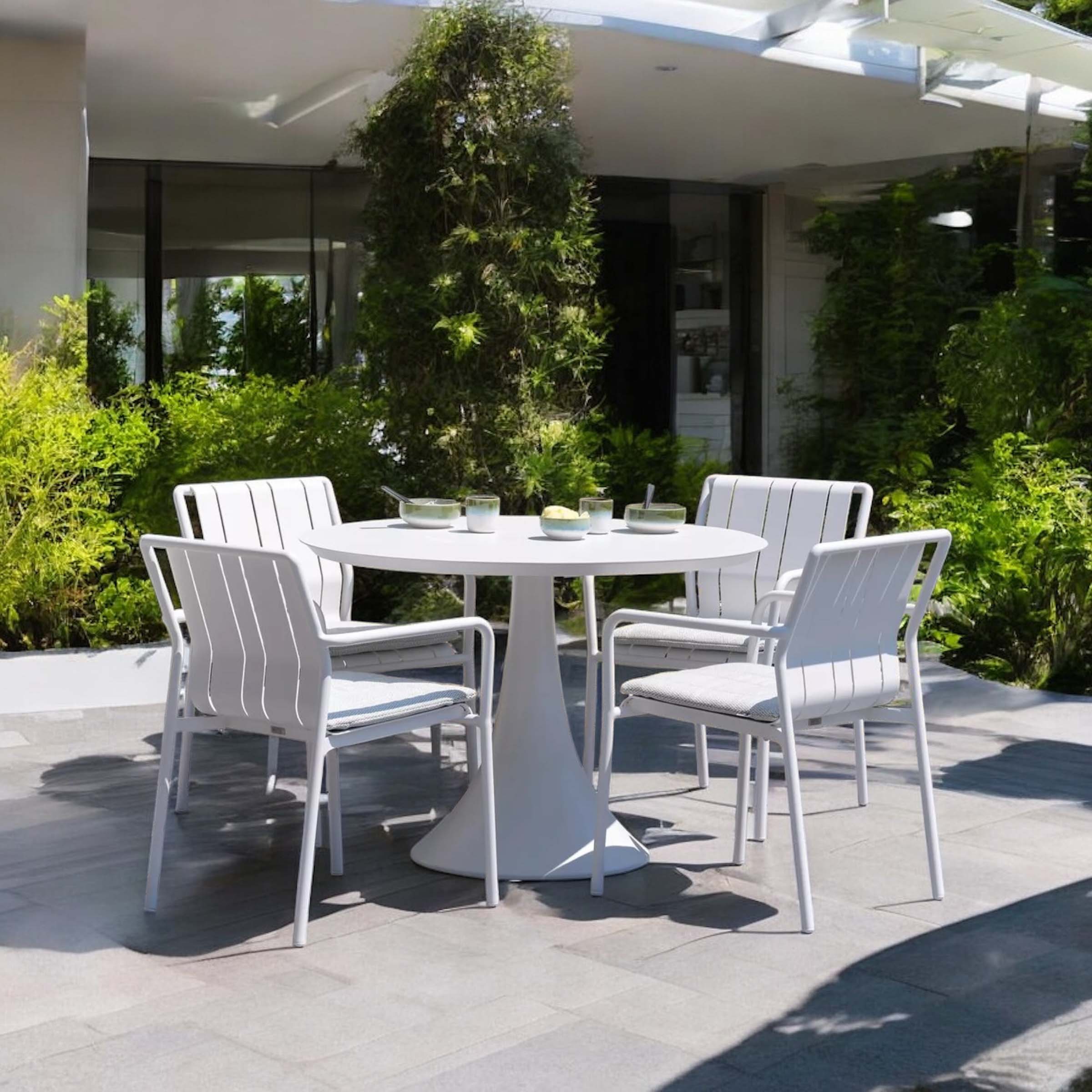 Table de jardin ronde en aluminium - FANO BLANC