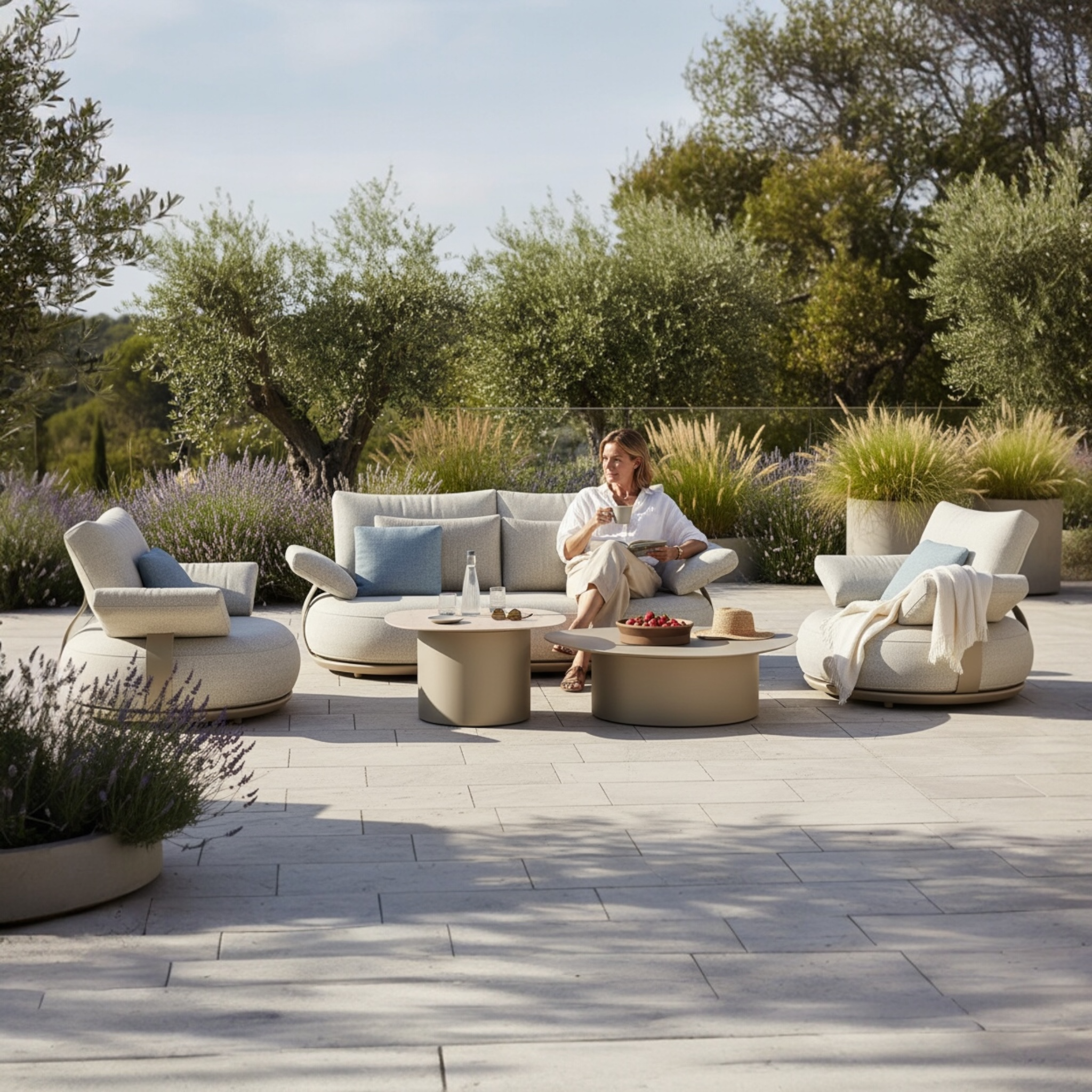 Salon de jardin modulable luxe design en aluminium 4 places -  ELYO