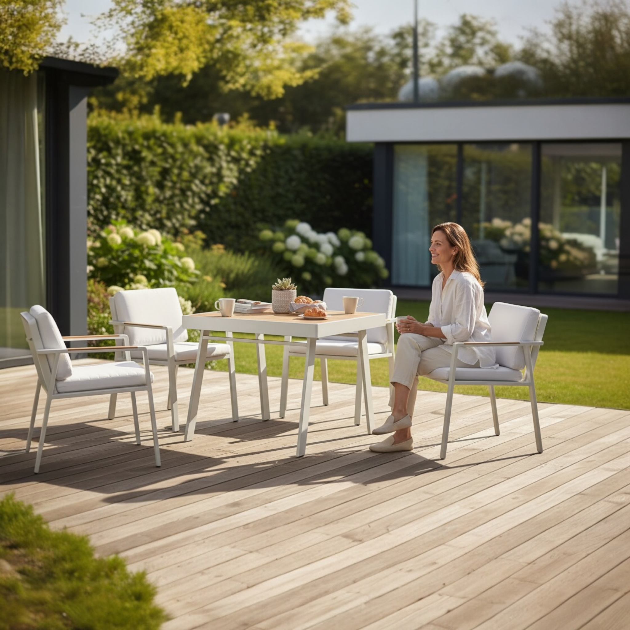 Table et fauteuil de jardin noffy beige 