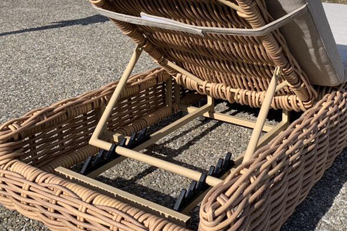 Bain de soleil transat résine tressée ronde design - BALI