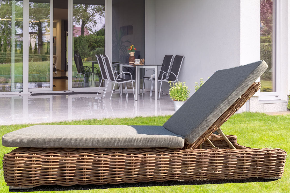 Bain de soleil transat résine tressée ronde design - BALI