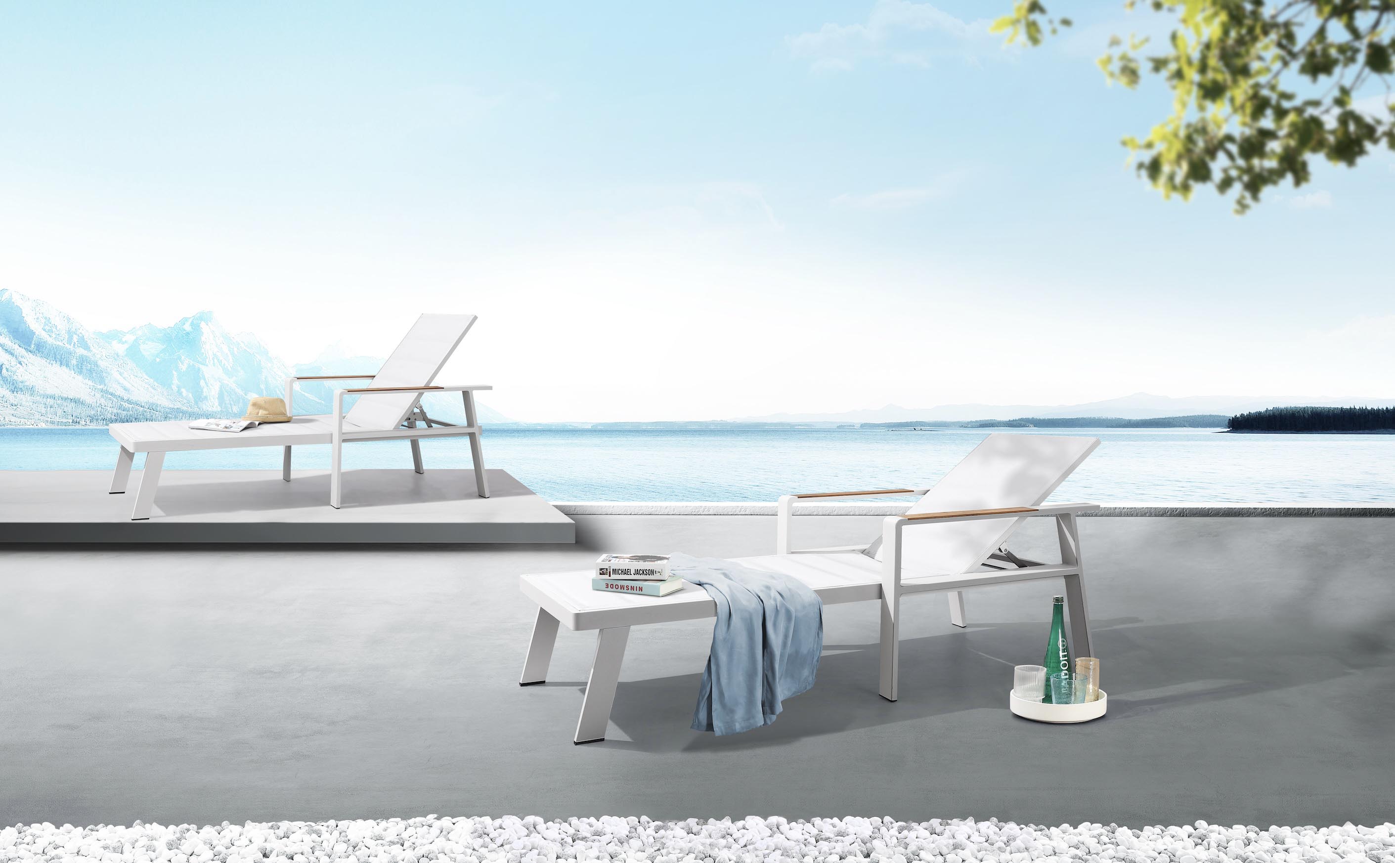 Bain de soleil aluminium textilene - NOFFY Beige