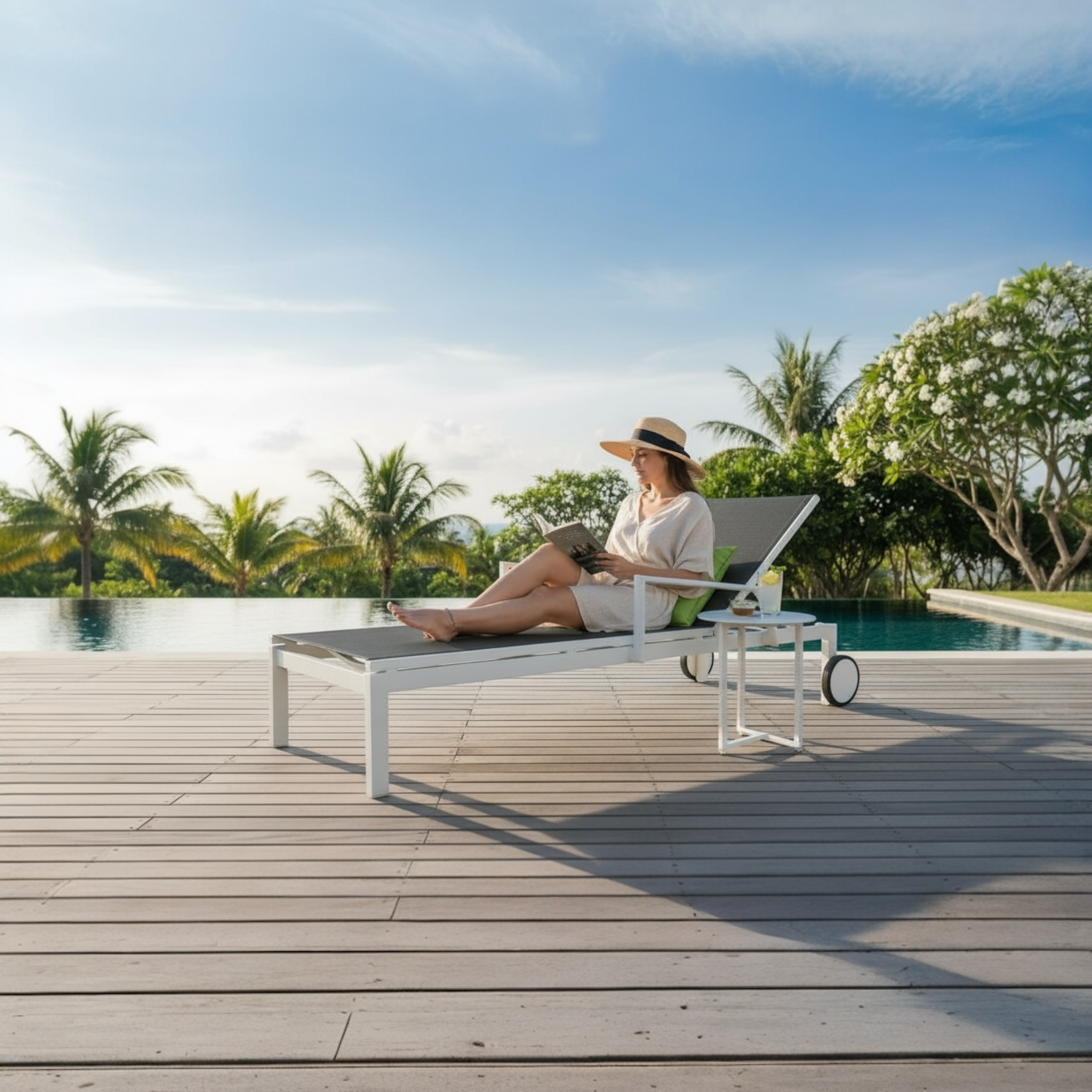 Bain de soleil en aluminium avec roulettes - ENEA