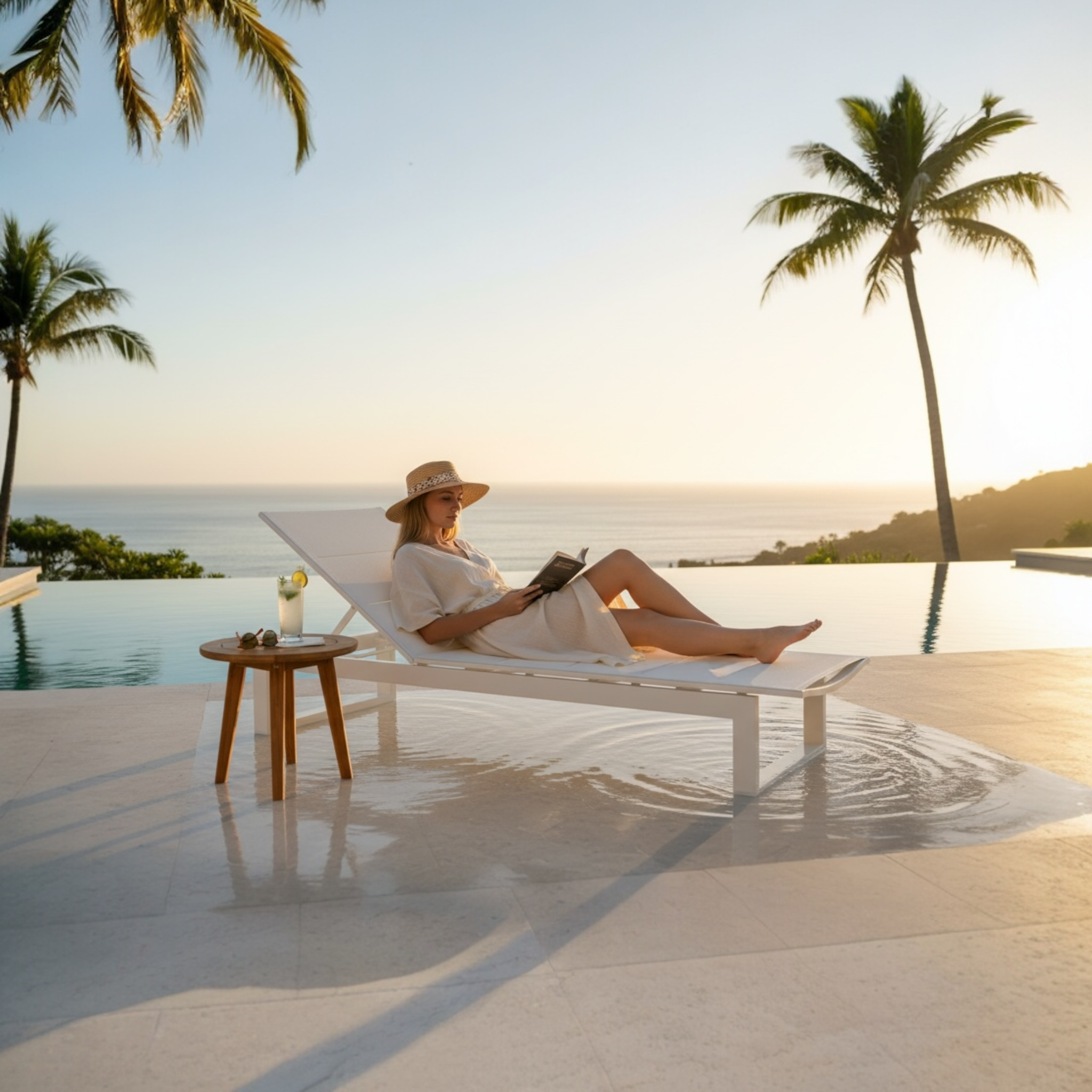 Bain de soleil en aluminium - COMO Blanc