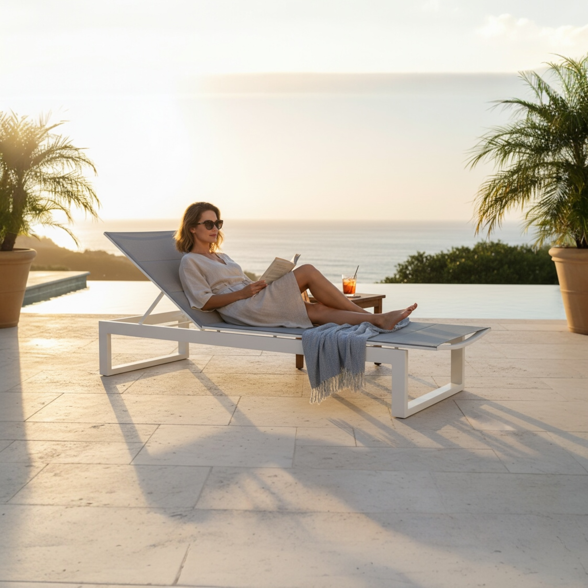 Bain de soleil en aluminium - COMO Gris anthracite