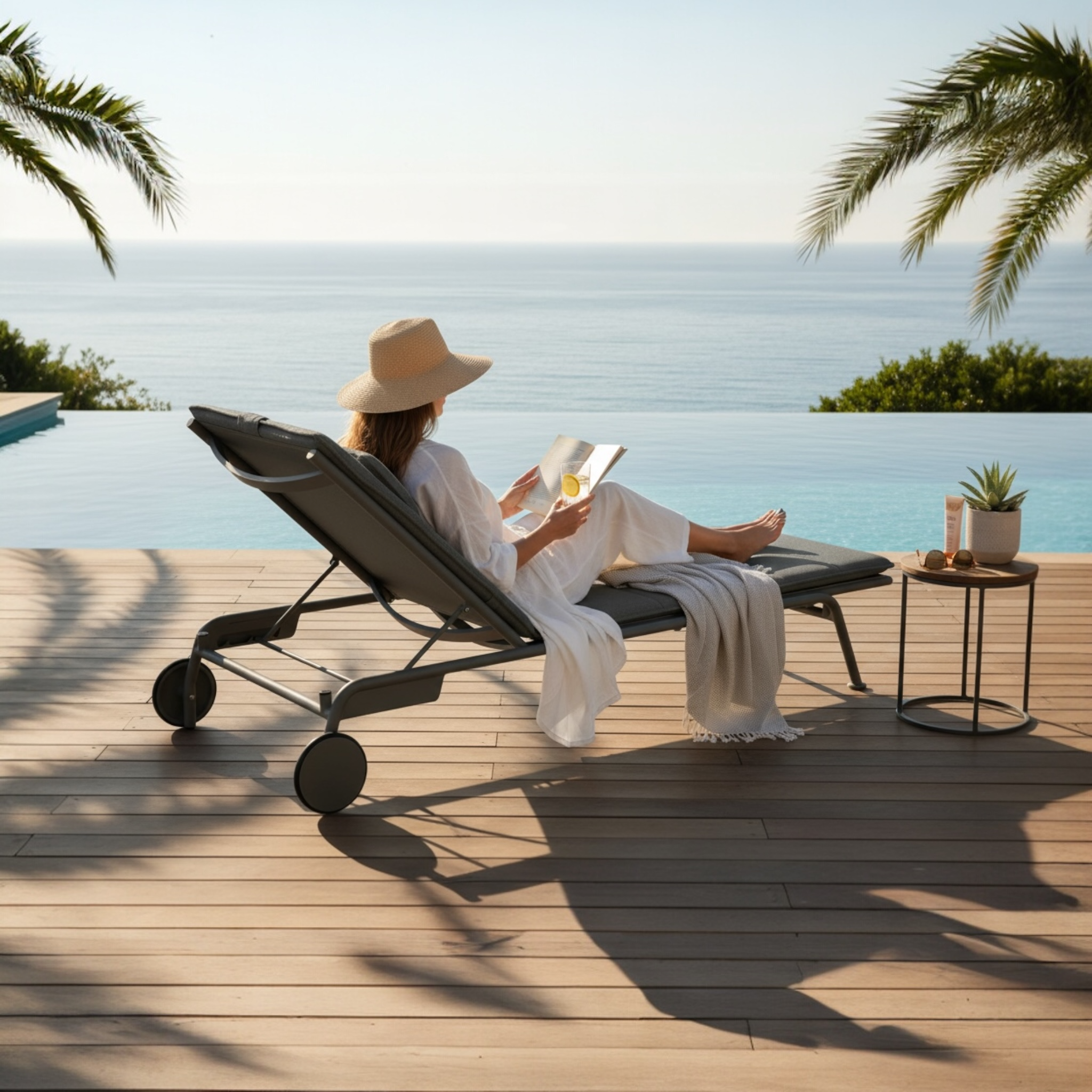 Bain de soleil en aluminium et textilène (lot de 2) - SUNNY GRIS