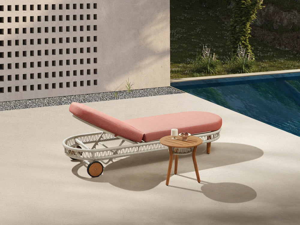 Bain de soleil design en corde coussin rose - ROSE