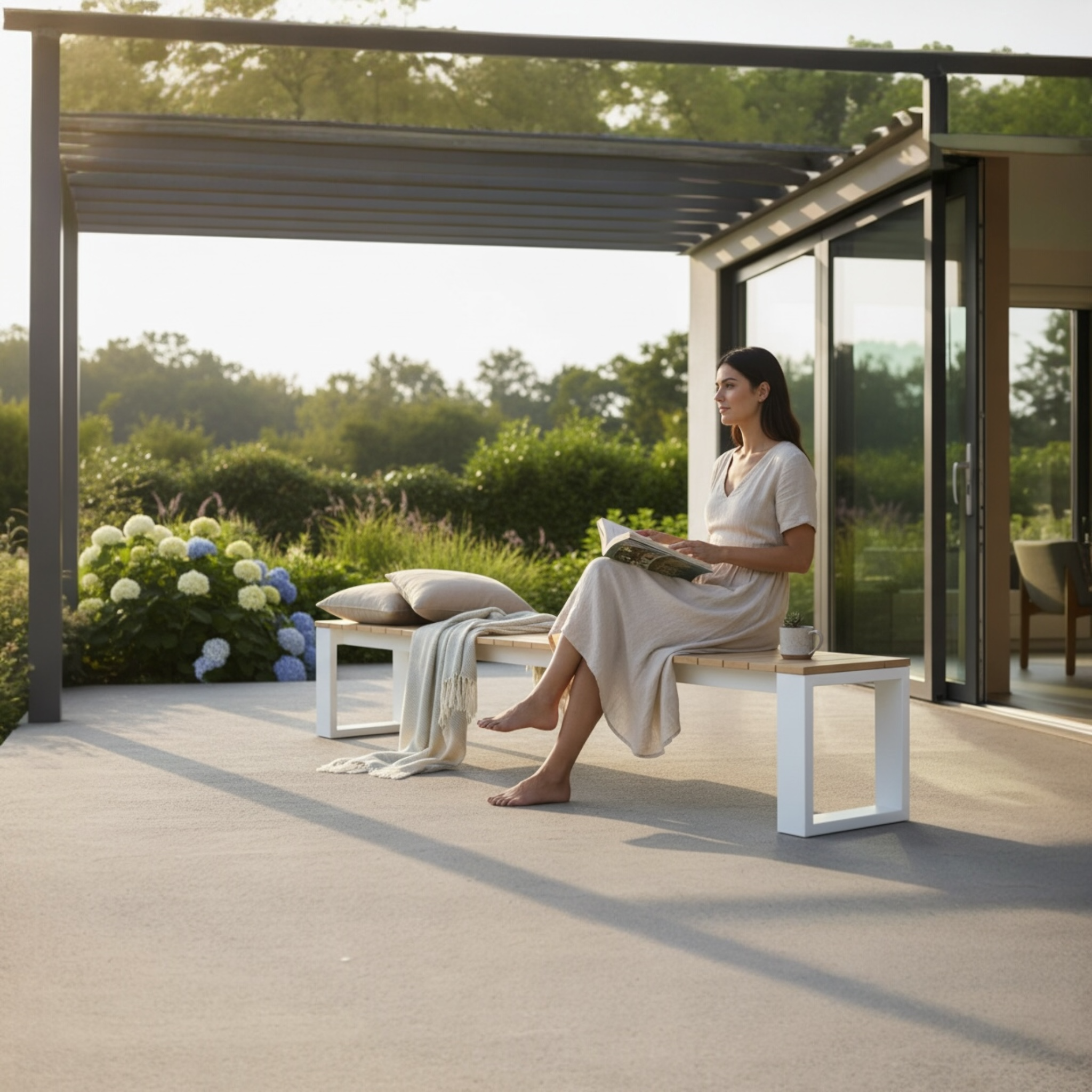 Banc de jardin en aluminium et en teck - COMO