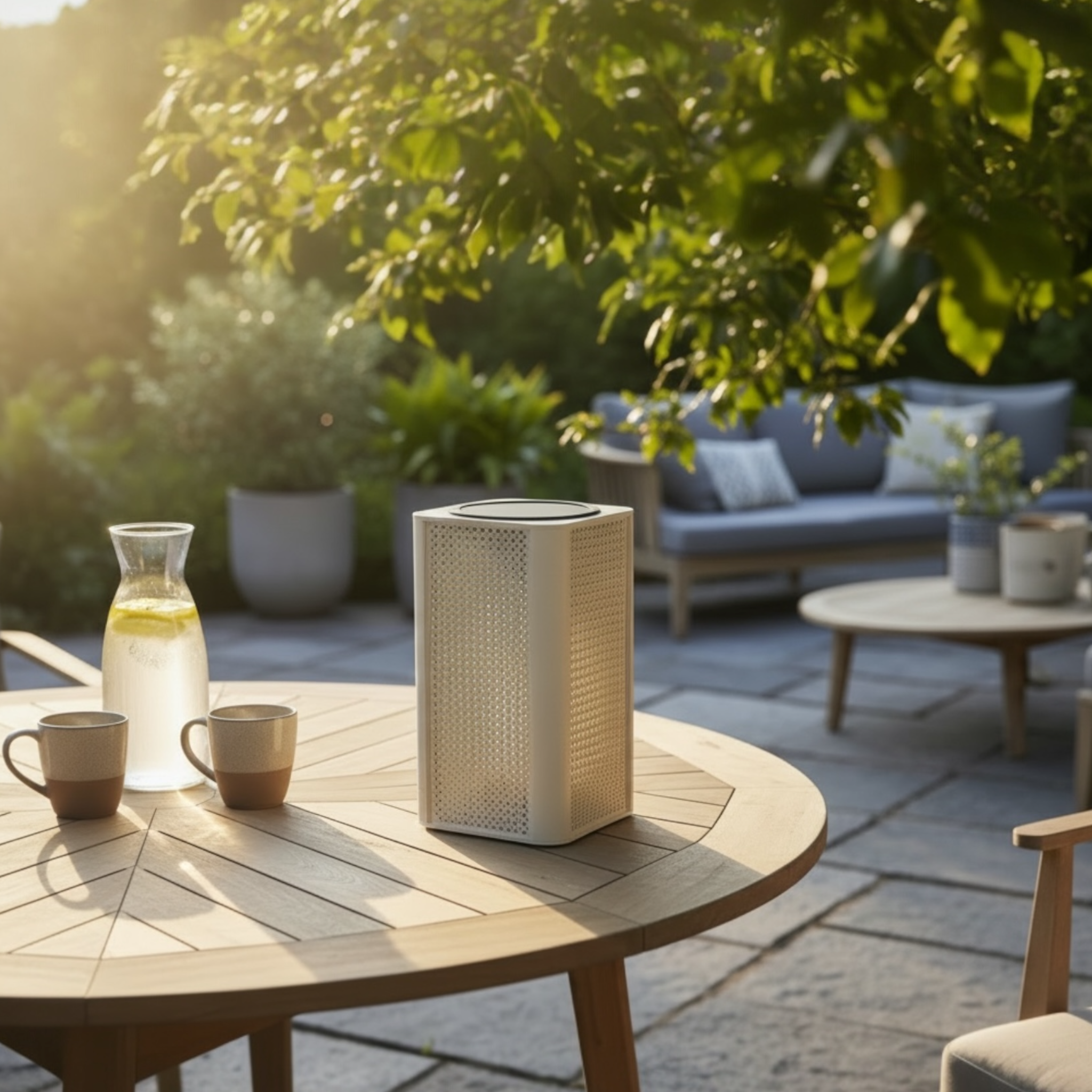 Lampe solaire d'extérieur aluminium beige - ARLO CUBE