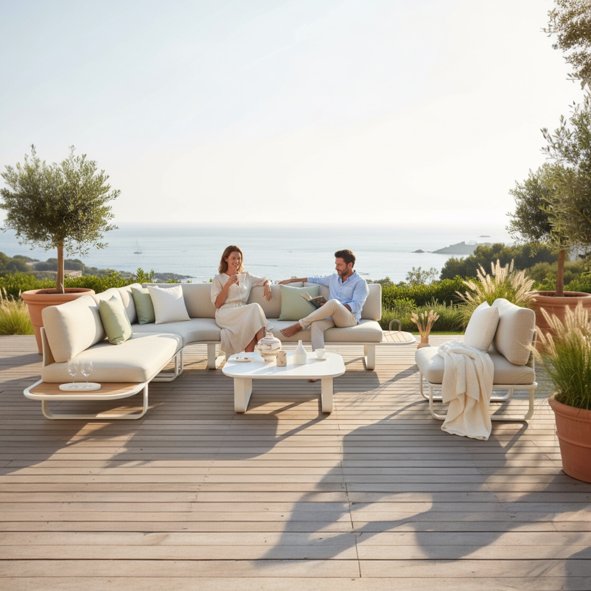 Salon de jardin d'angle haut de gamme en aluminium - EMY