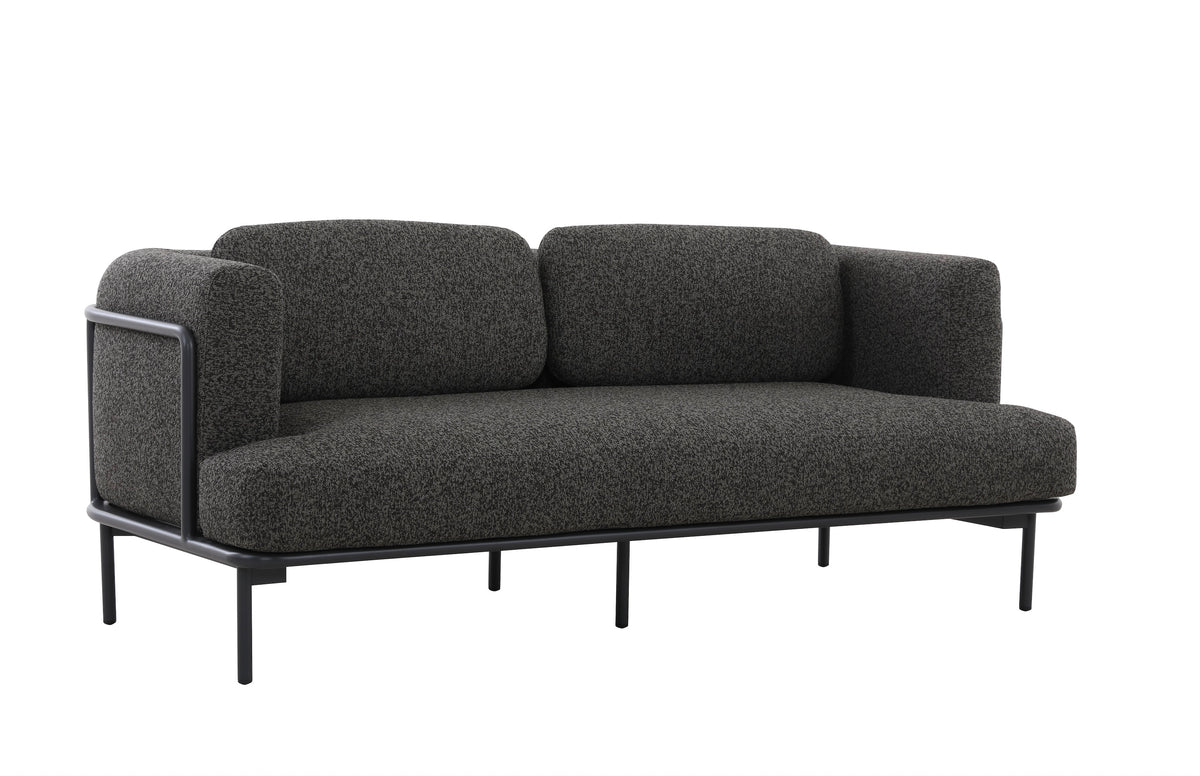Canapé de jardin aluminium anthracite tissu Sunproof molletonné - FLORA NOIR