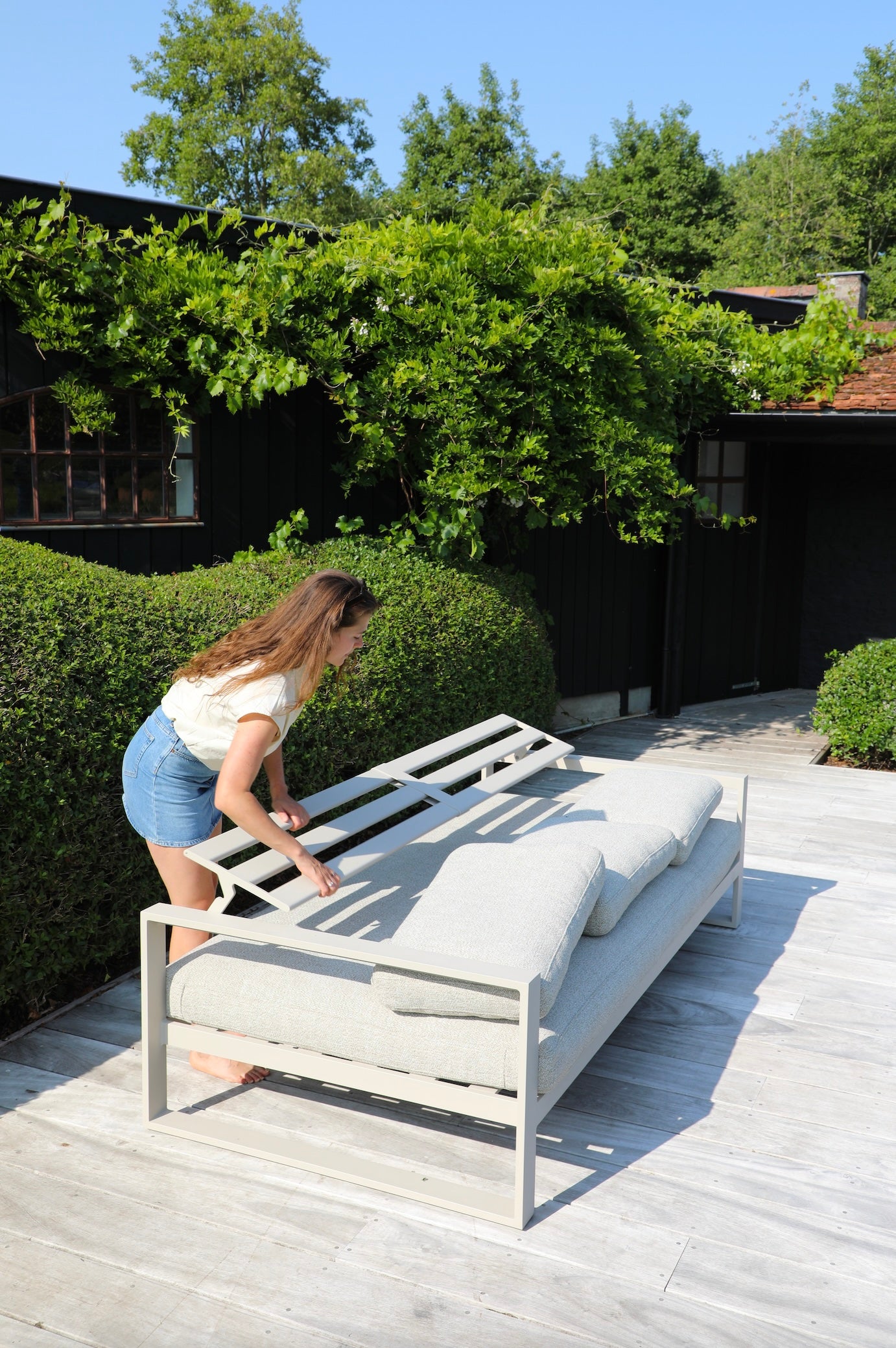 Canapé de jardin / bain de soleil modulable en aluminium haut de gamme - MAEL