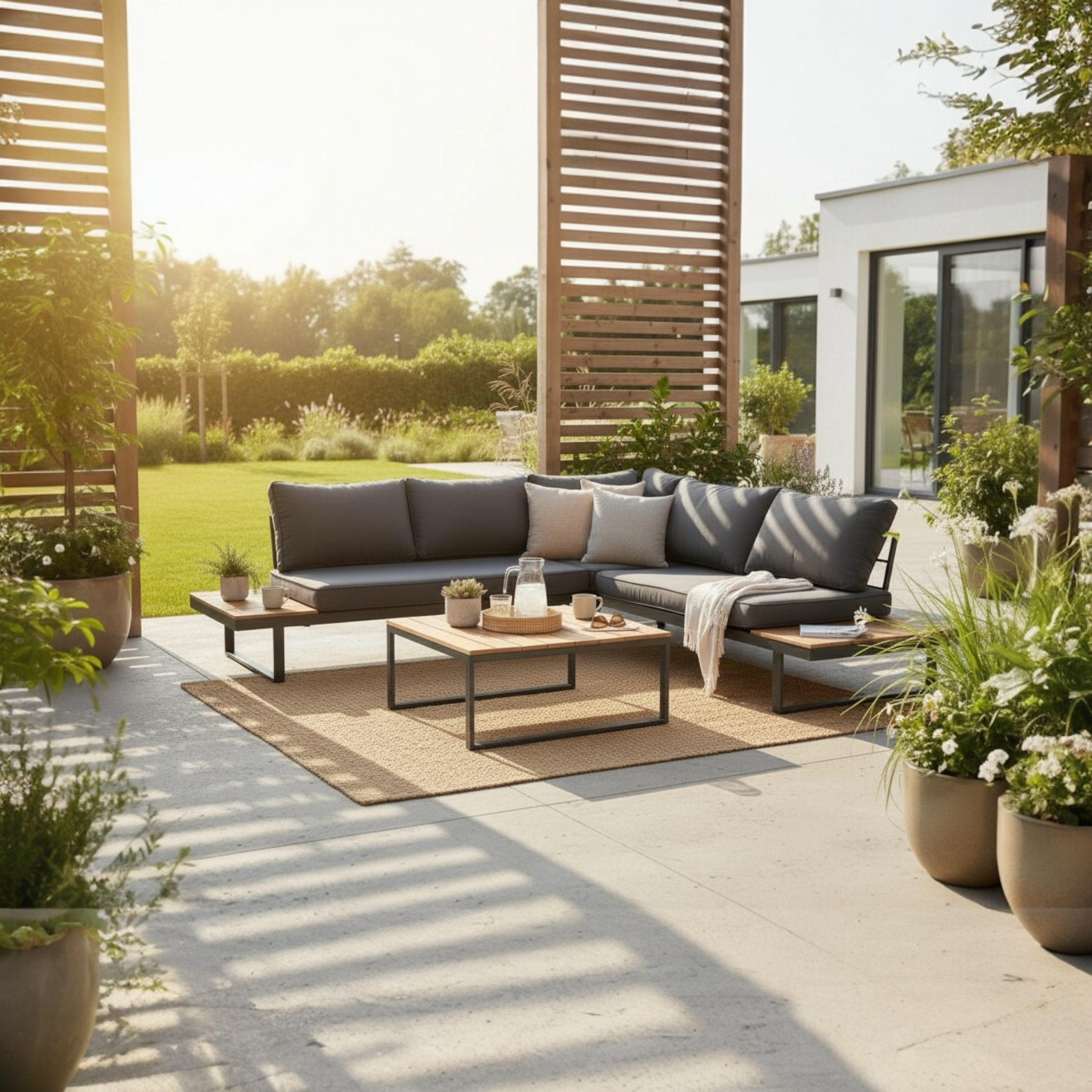 Salon de jardin en aluminium - STACY GRIS