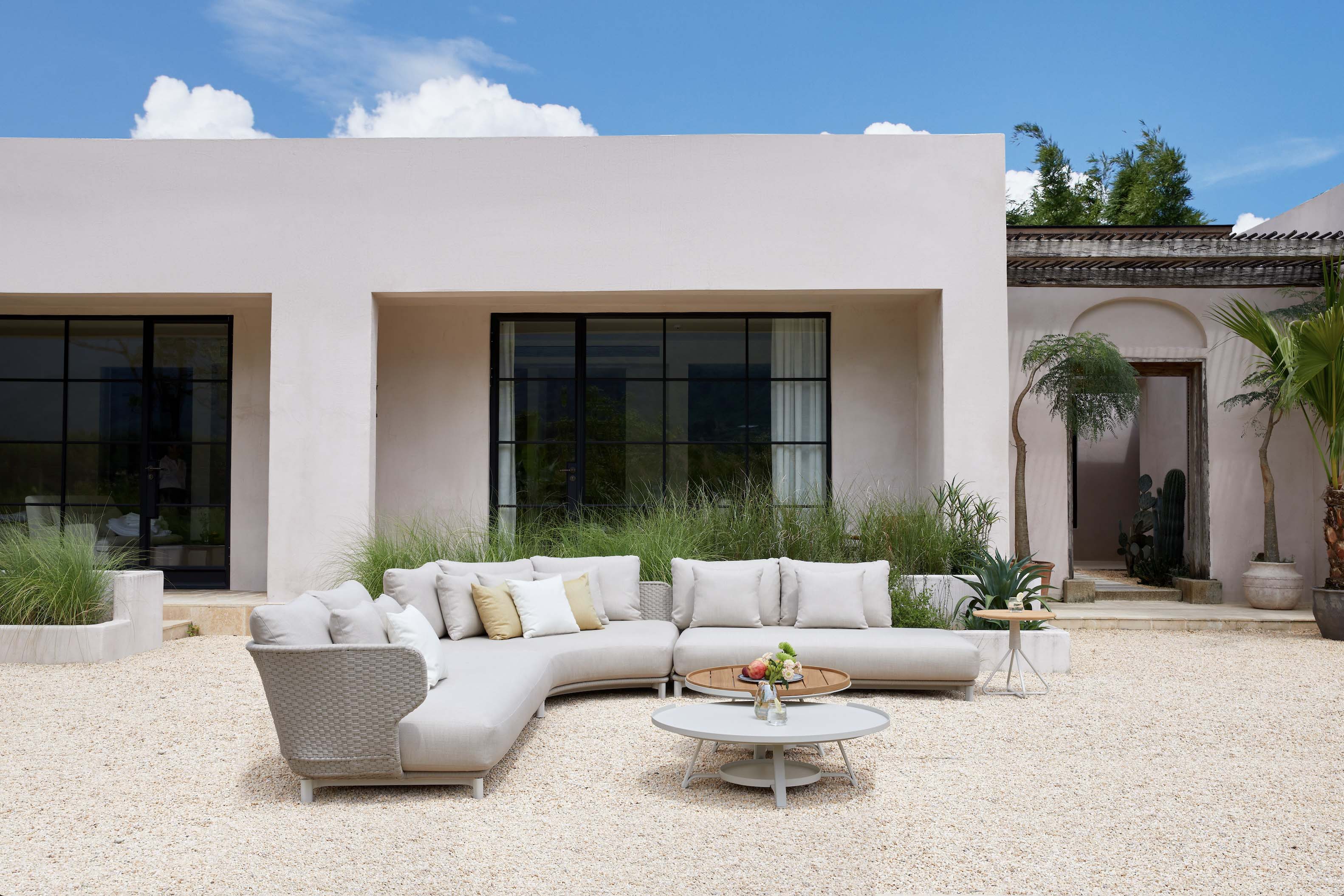 Salon de jardin d'angle en aluminium et corde tressée - CHARLY