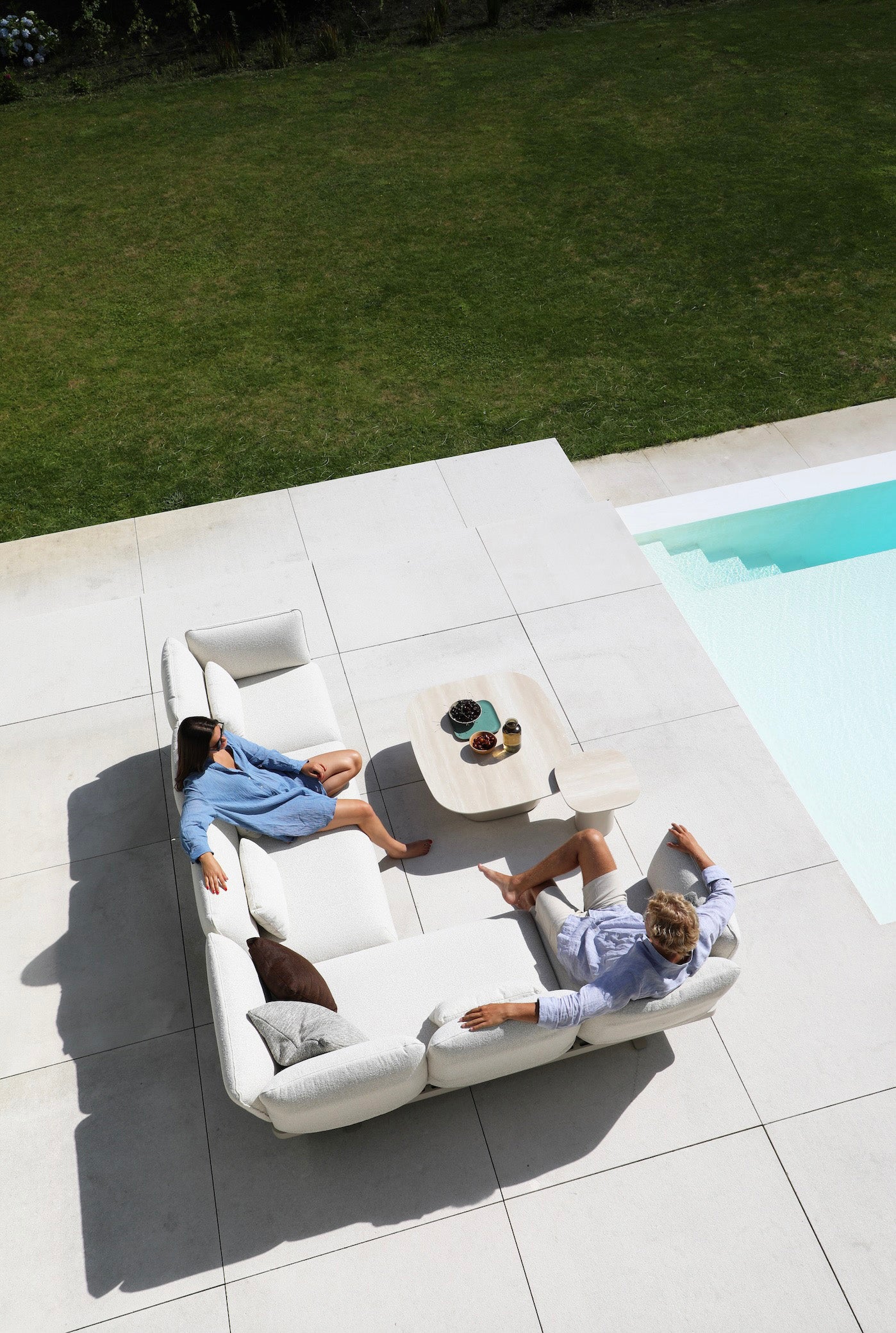 Salon de jardin en aluminium d'angle modulable - CAMILLE