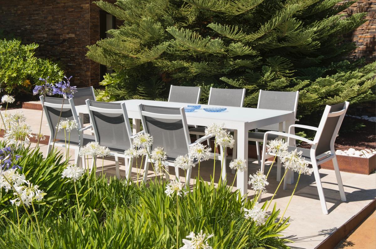 Fauteuil repas empilable en aluminium - NORY PLUS BLANC (lot de 6)