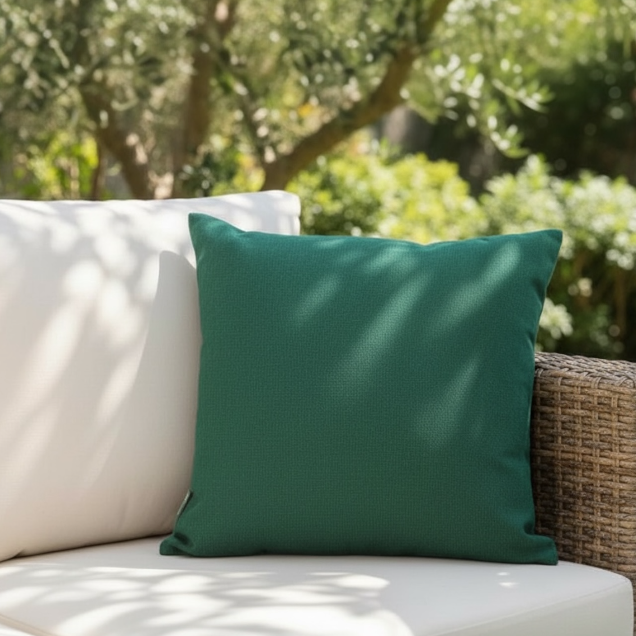 Coussin SUNBRELLA vert sapin pour extérieur, format carré