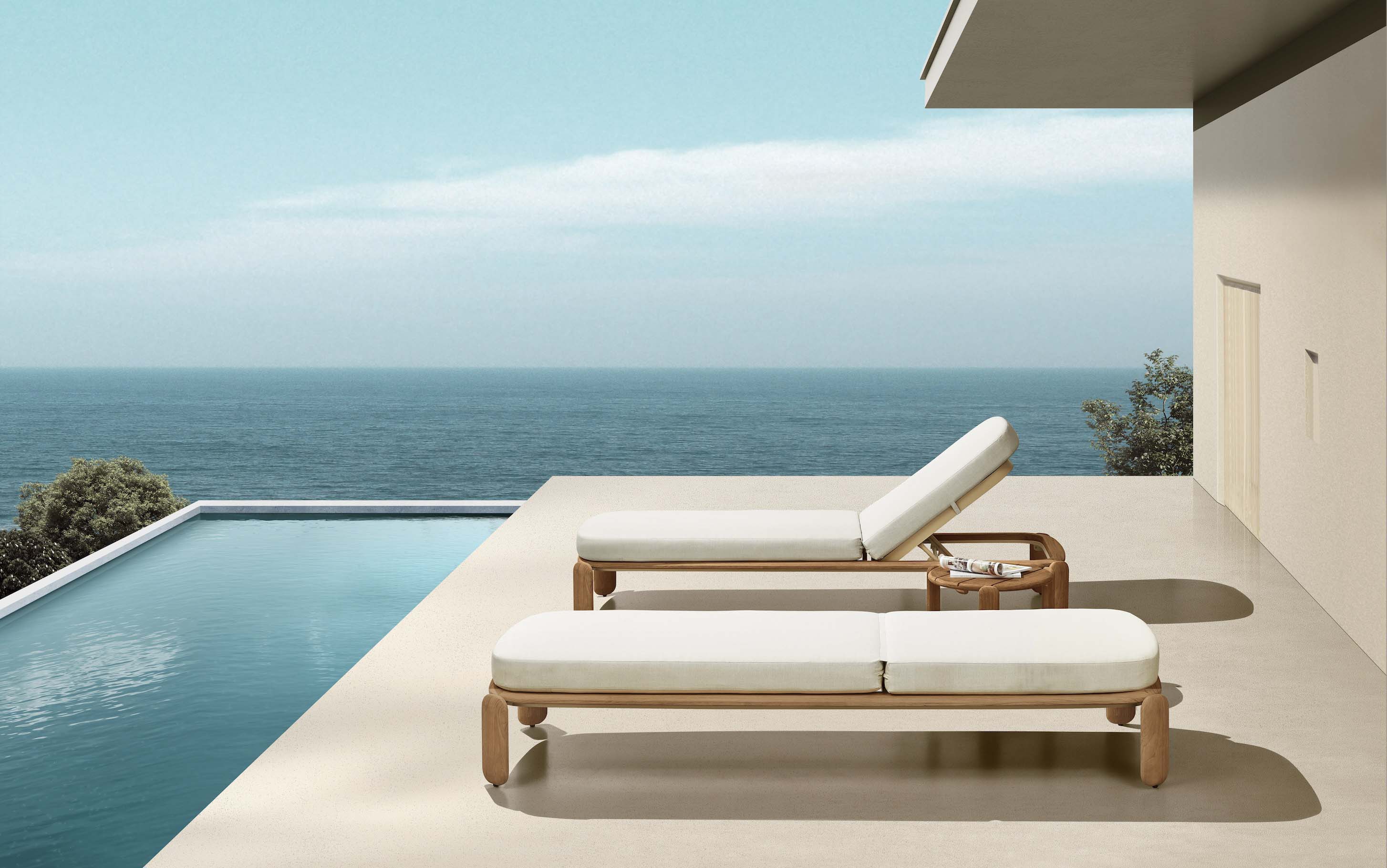 Duo de bain de soleil en bois massif - ROMA