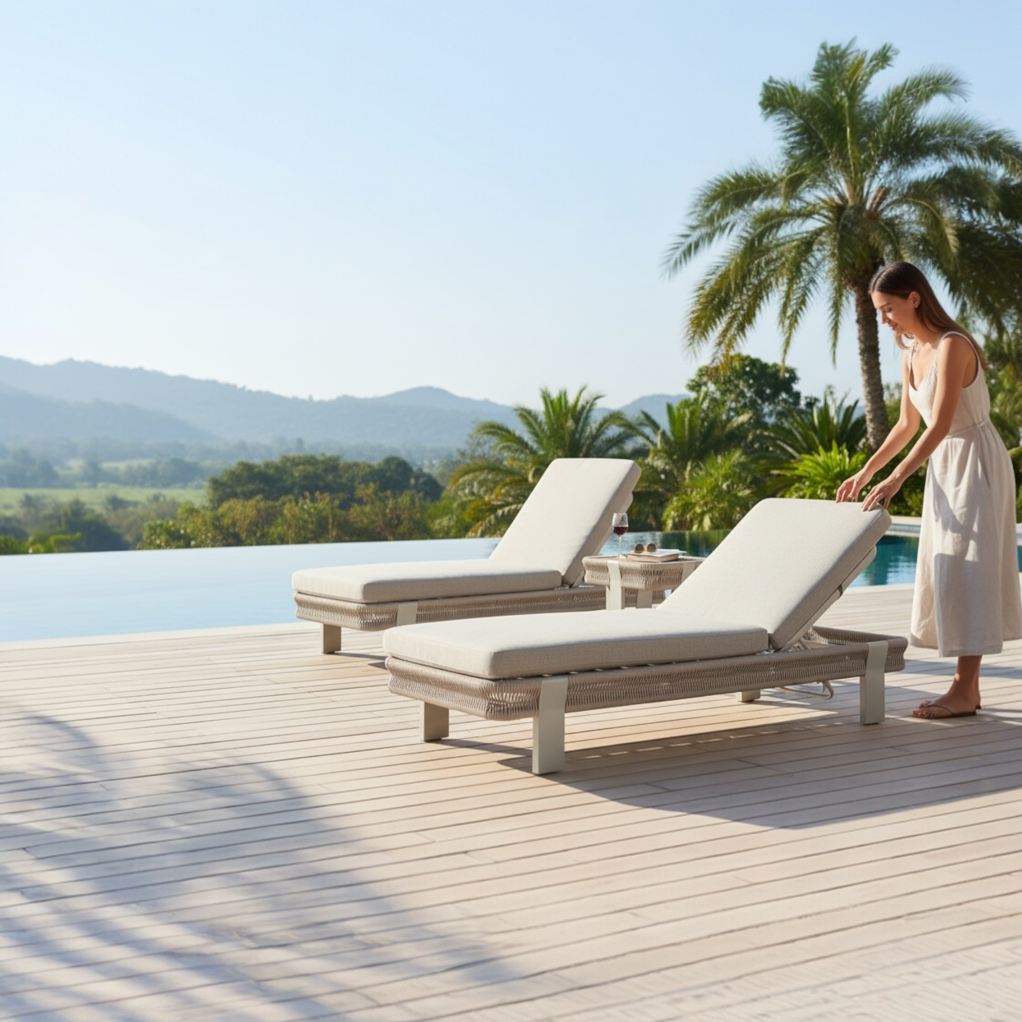 Duo de bain de soleil en aluminium et corde - OLBY