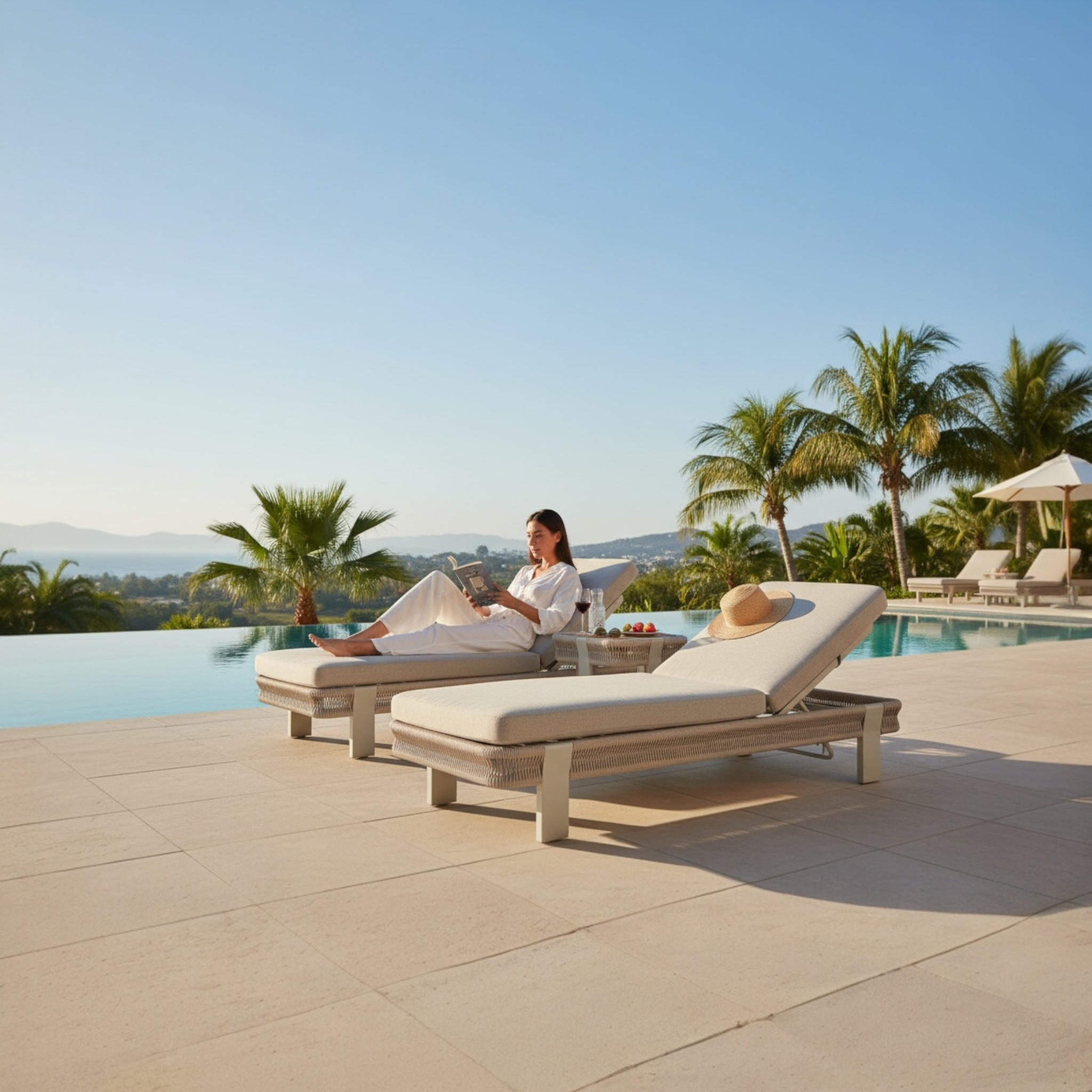 Duo de bain de soleil en aluminium et corde - OLBY