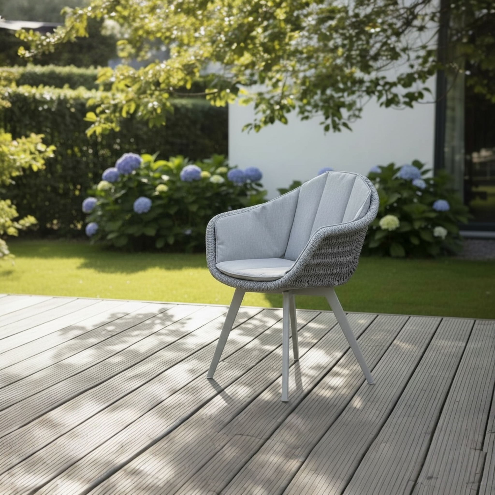 Fauteuil repas extérieur en aluminium et résine coussins AGORA (lot de 2) -  MILO BLANC