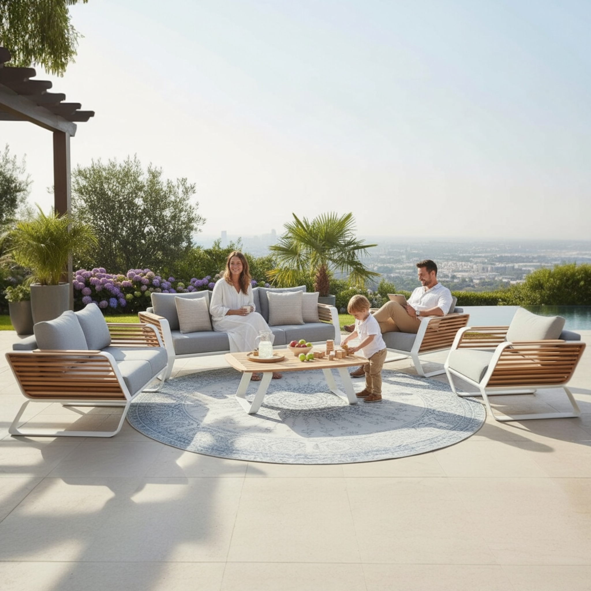 Salon de jardin luxe design en aluminium 7 places - AILY XL