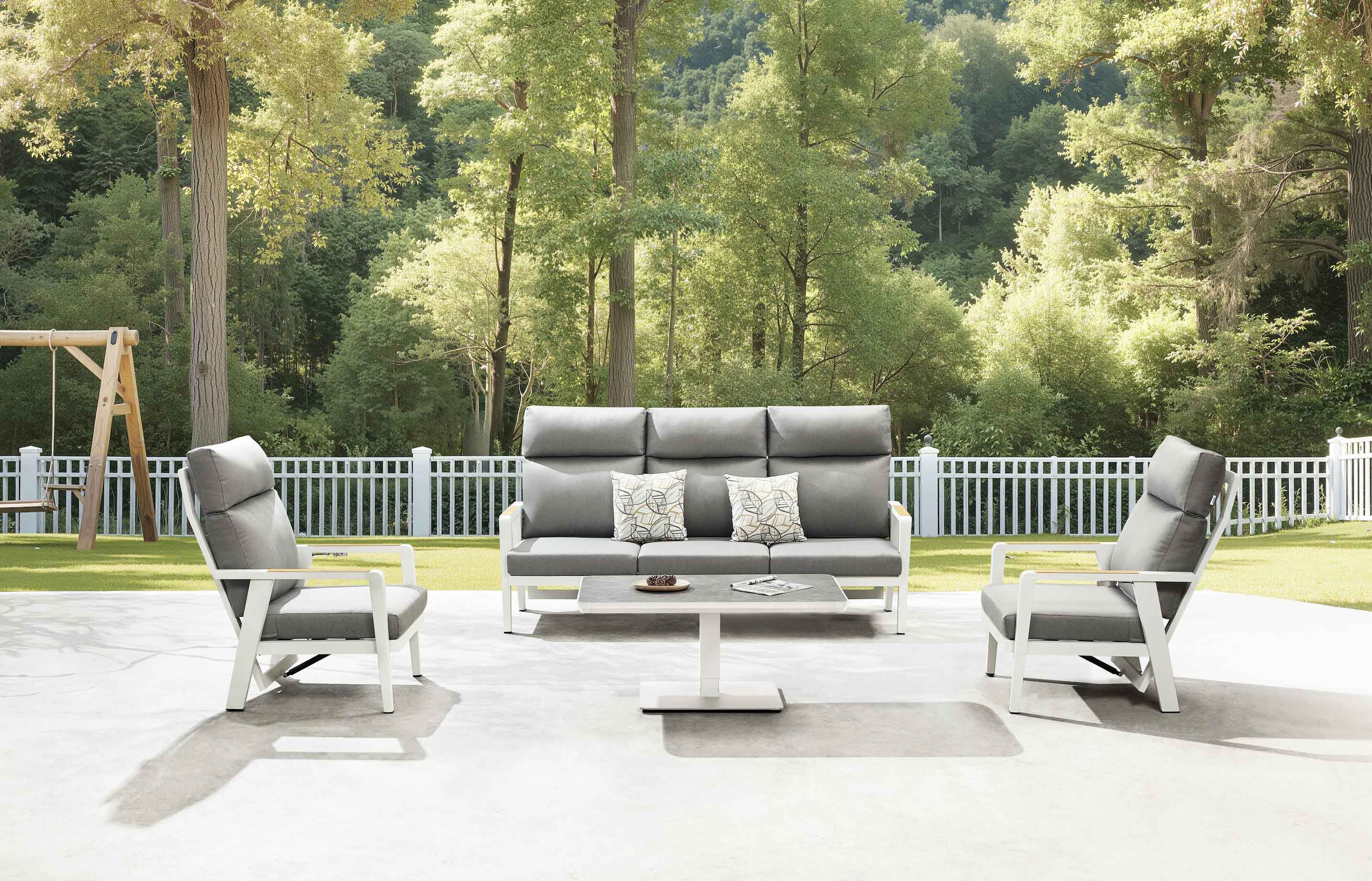 Salon de jardin aluminium dossier inclinable - MARIUS