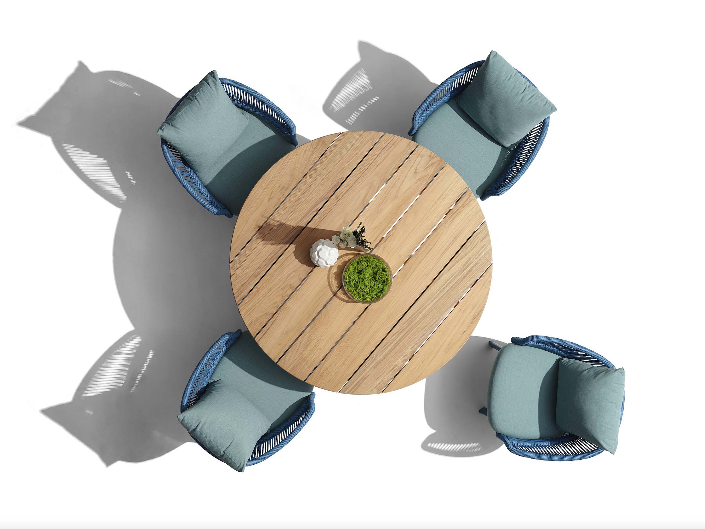 Ensemble repas de jardin haut de gamme en aluminium et corde tressée 4 places - LASKA