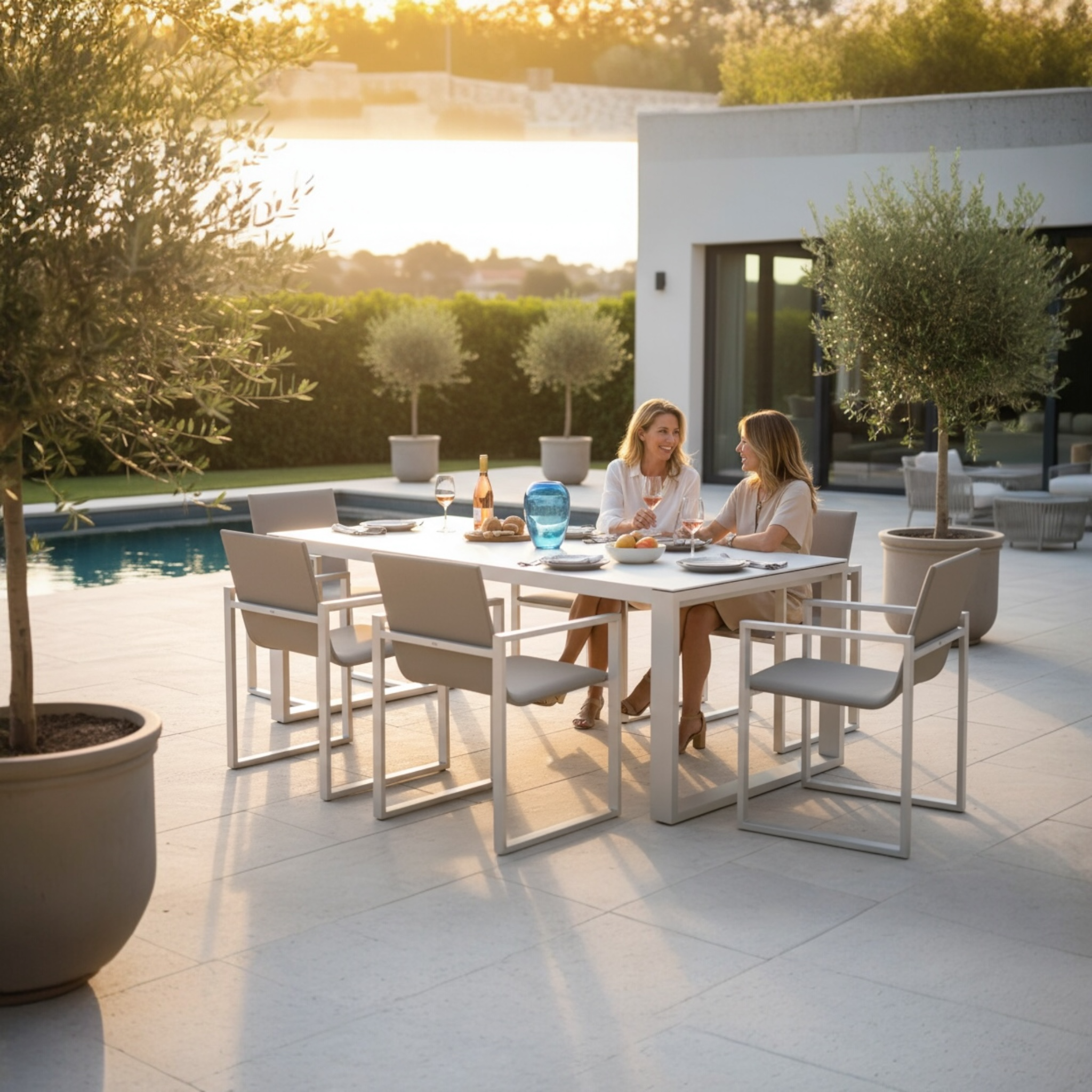 Ensemble repas de jardin en aluminium  haut de gamme 6 places - COMO