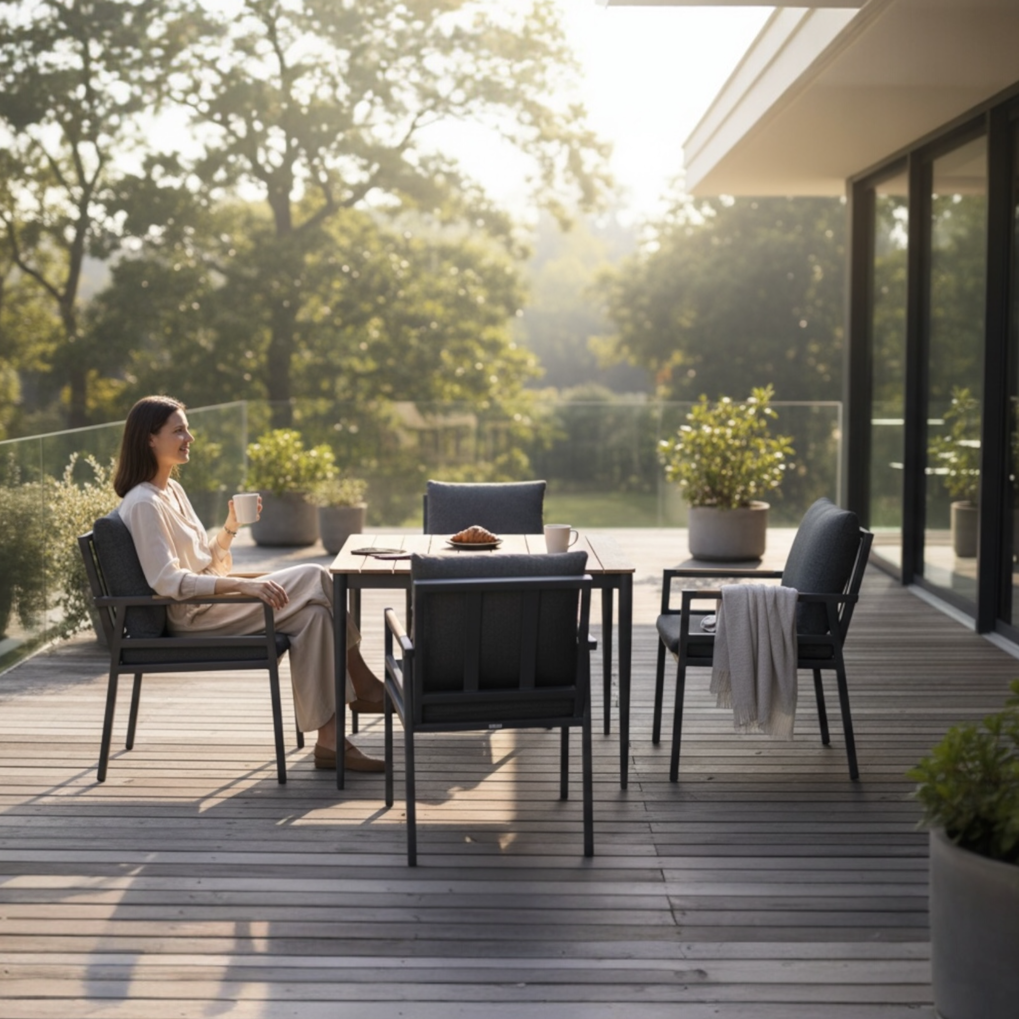 Table et fauteuils de jardin aluminium GLORIA