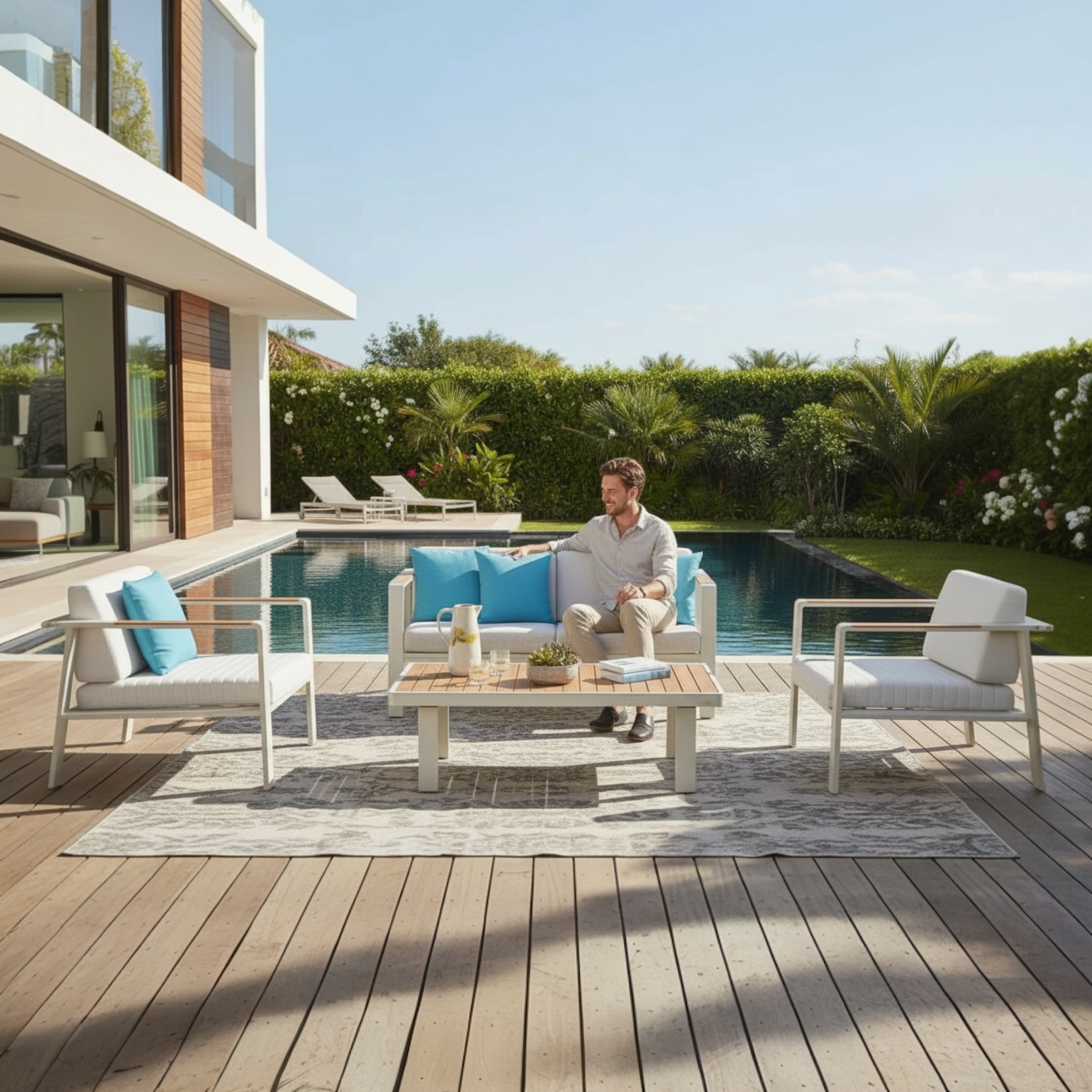 Salon de jardin en aluminium et en teck - NOFFY