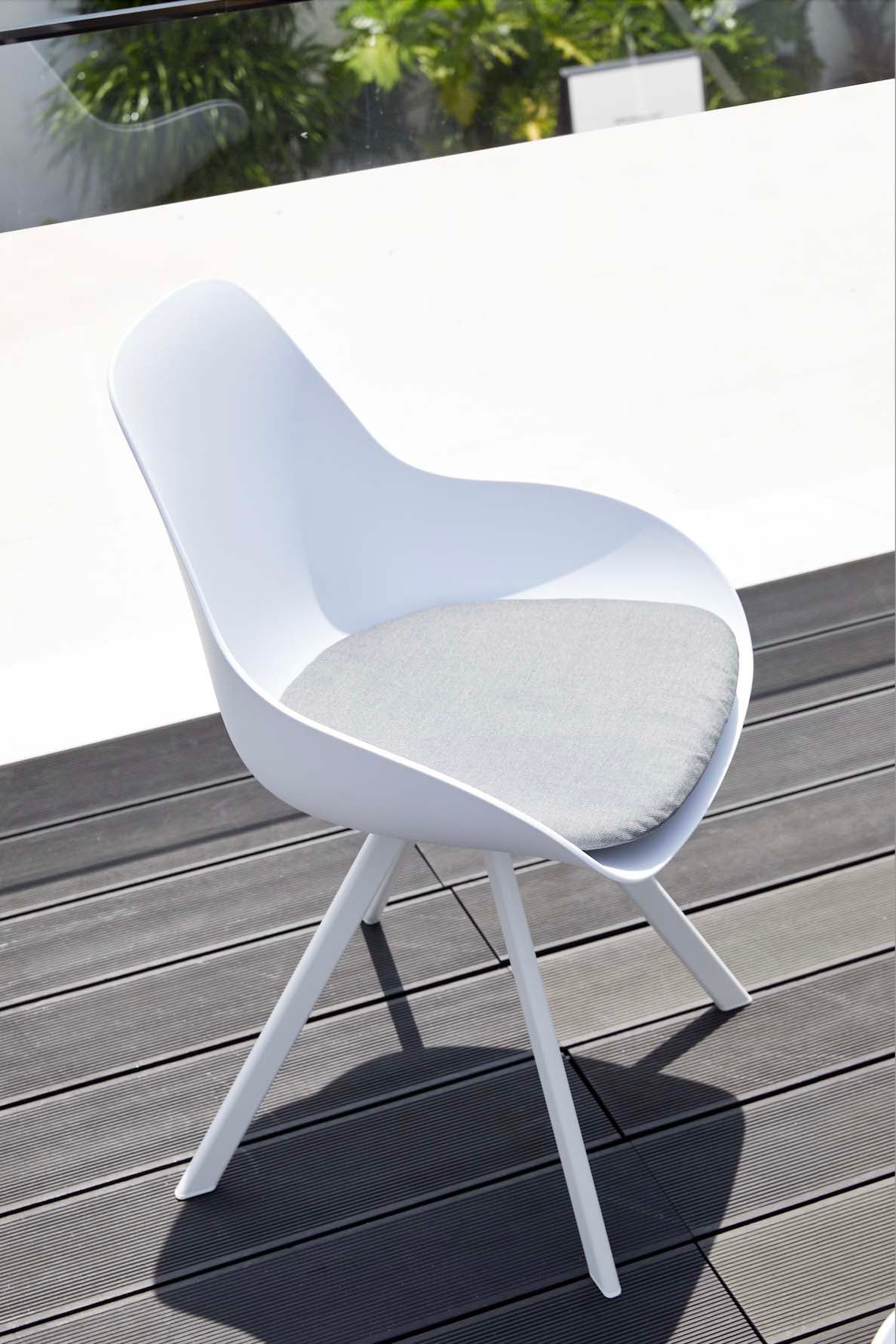 Chaise de jardin en aluminium blanc et polyéthylène blanc - MONDO (lot de 2)