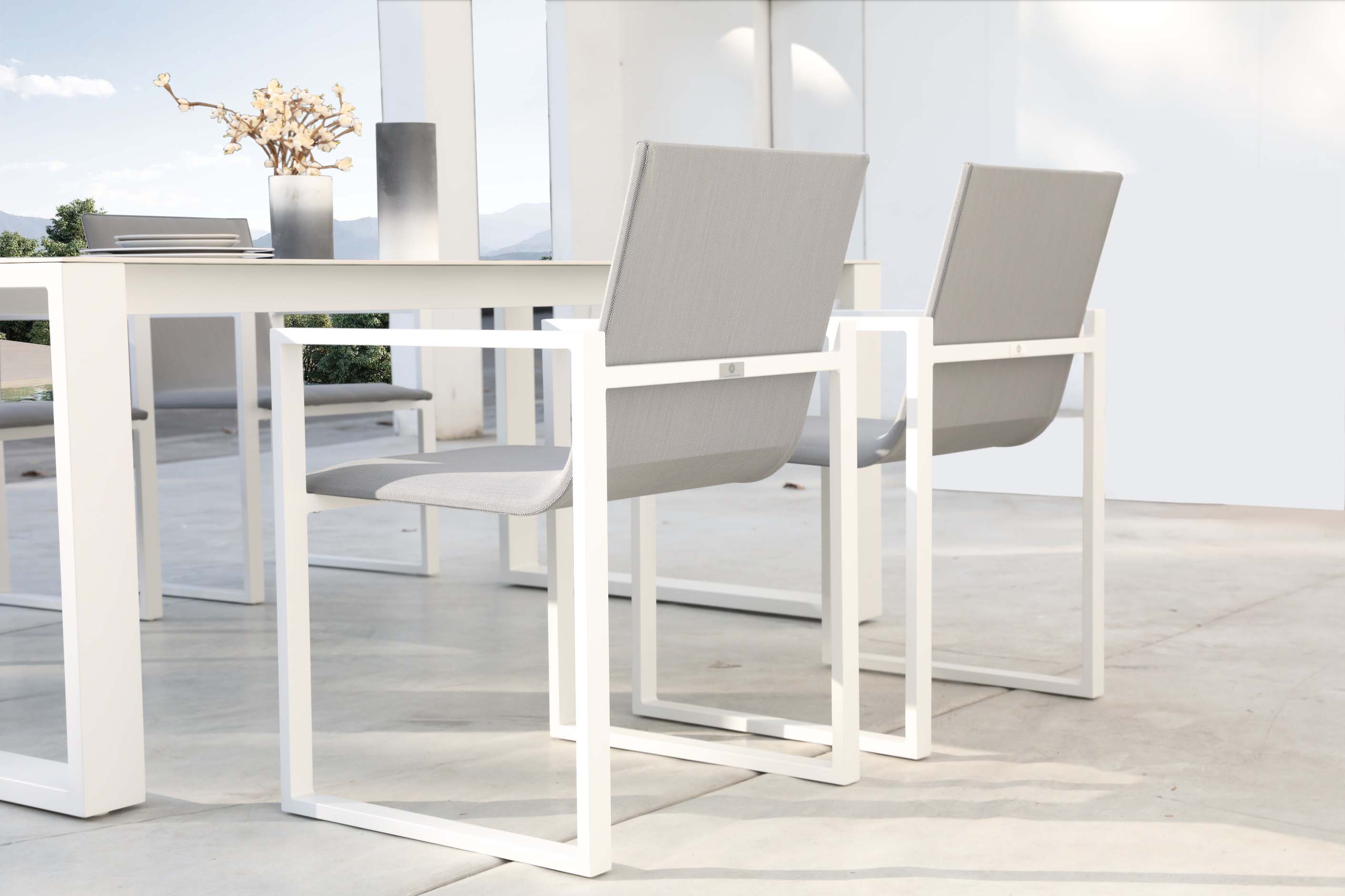 Chaise de jardin design en aluminium - COMO gris (lot de 2)