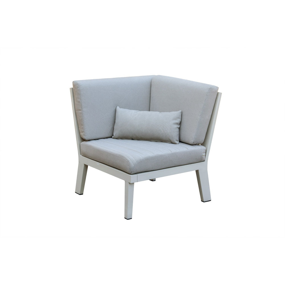 Salon de jardin d'angle en aluminium et en teck - LOVY COSY BLANC