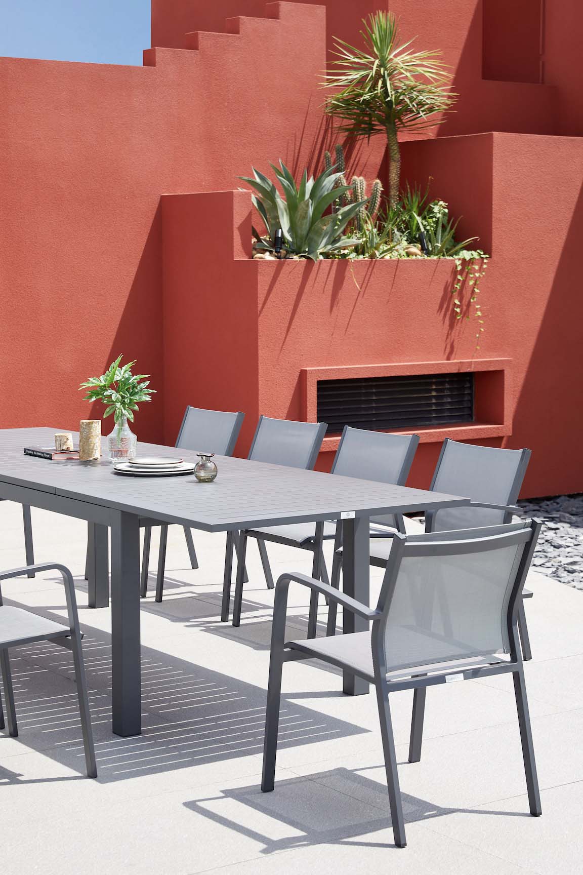 Fauteuil empilable en aluminium - NORY NOIR (lot de 6)