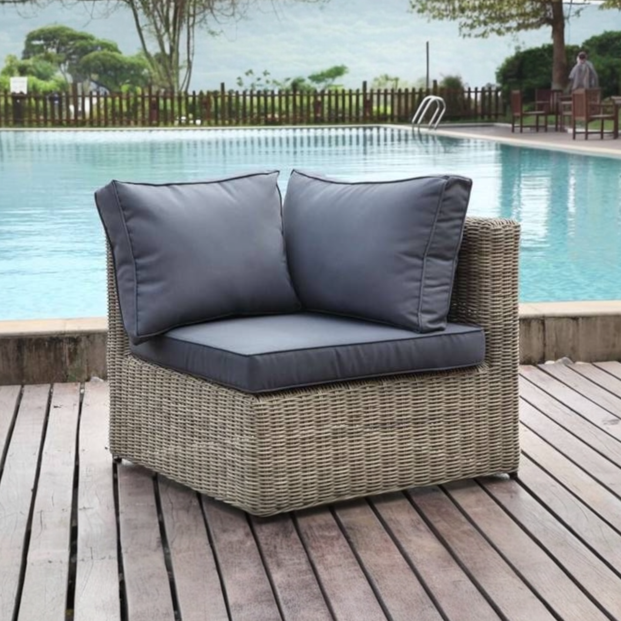 Fauteuil angle d'extérieur en résine tressée Liberty