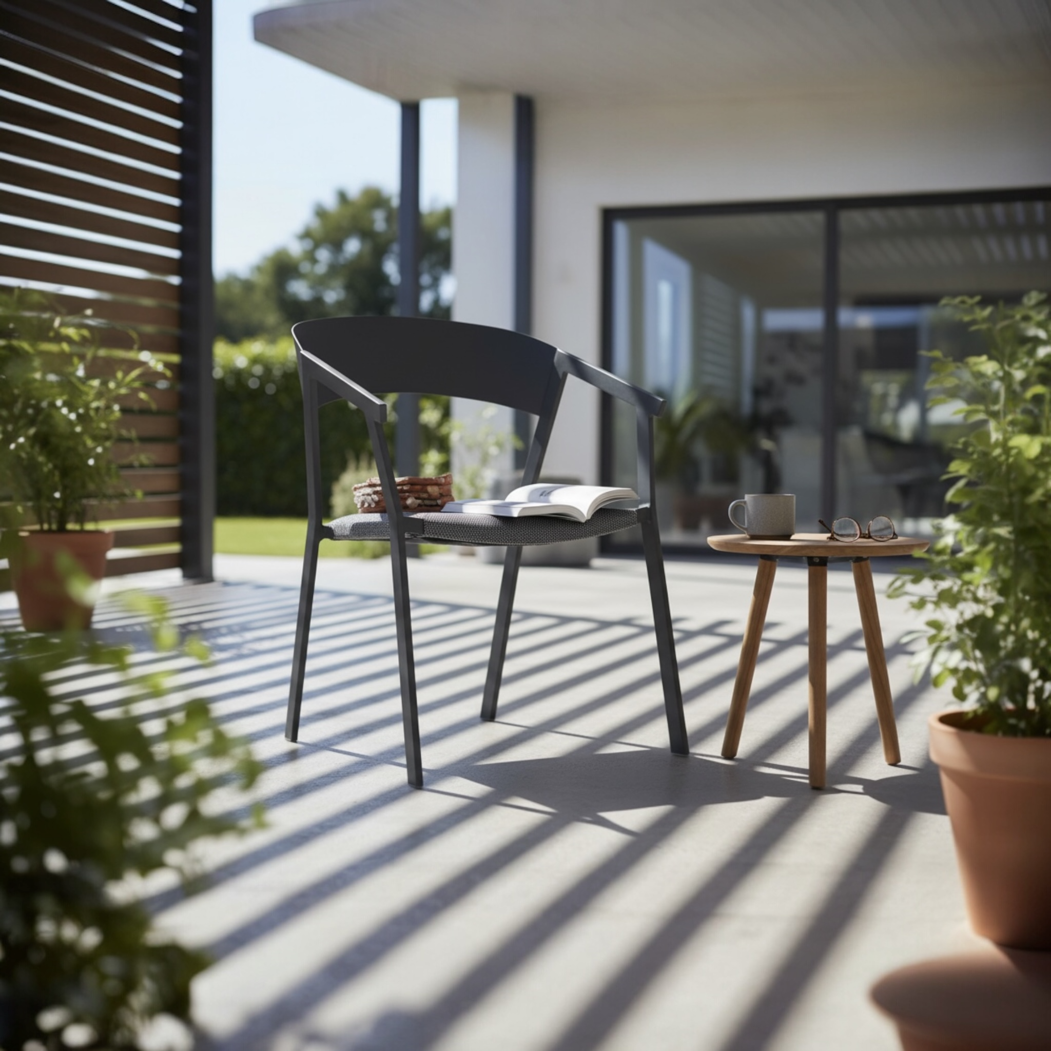 Fauteuil de jardin extérieur mêlant aluminium et corde haut de gamme