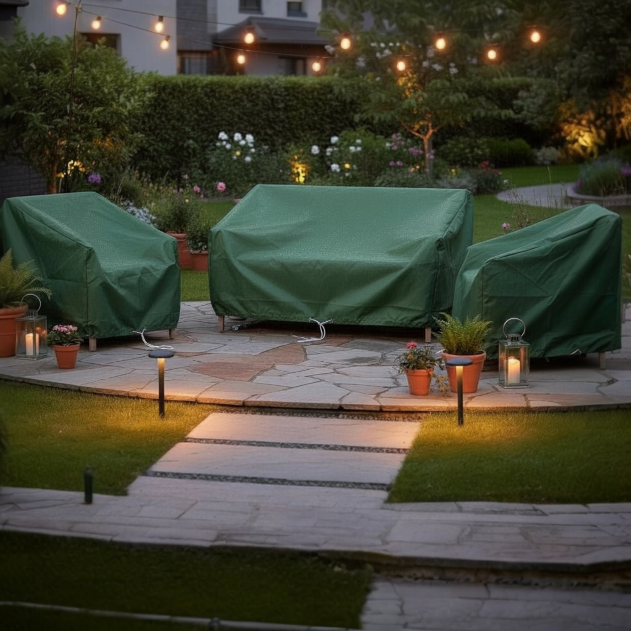 Bâche de protection pour mobilier de jardin vert sapin