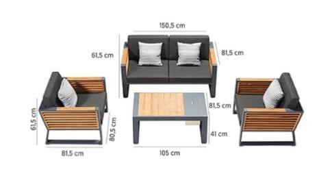 Salon de jardin en aluminium et en teck - COFY MINI