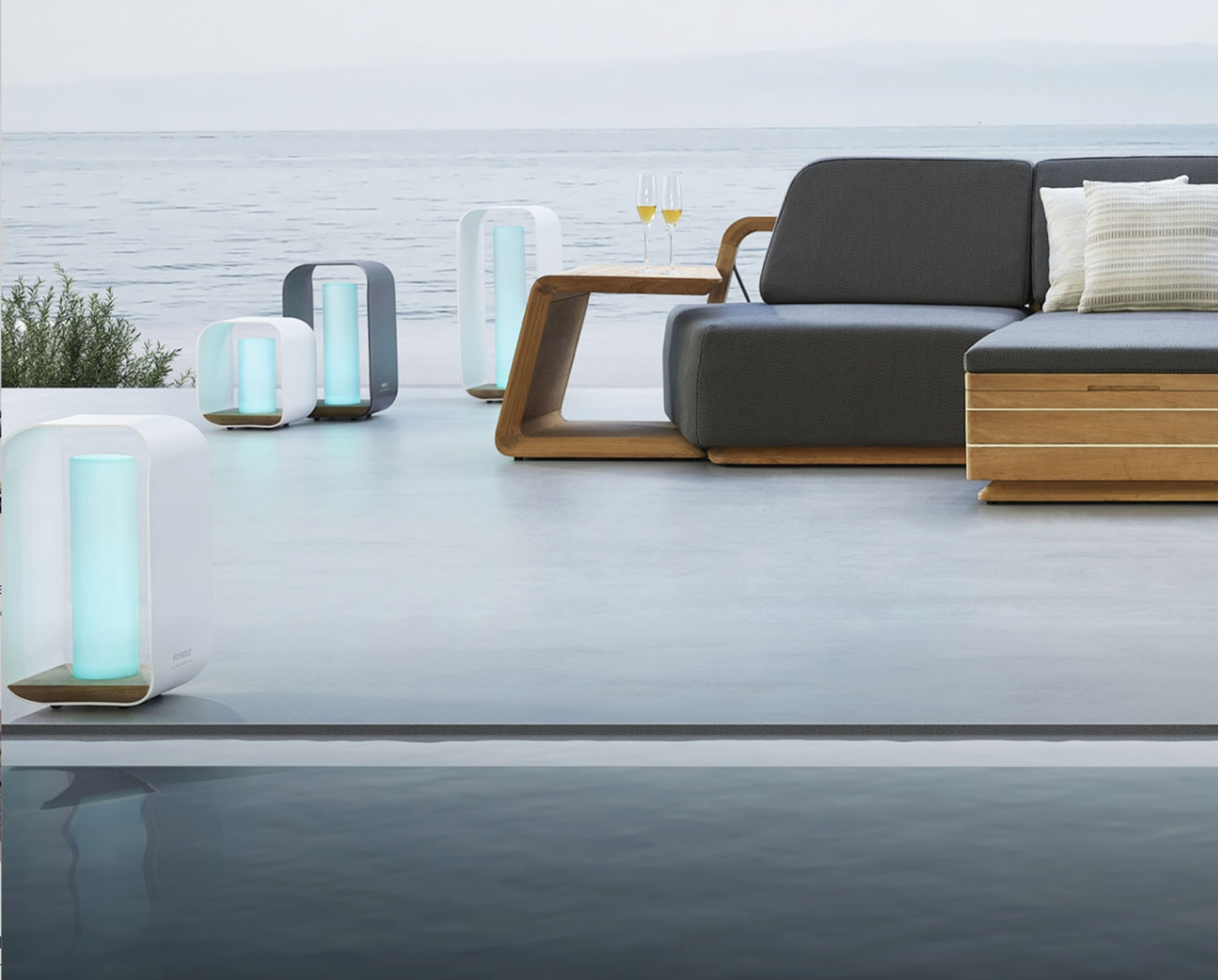 Lampe Design d'extérieur sans fil - ONDA BLANC